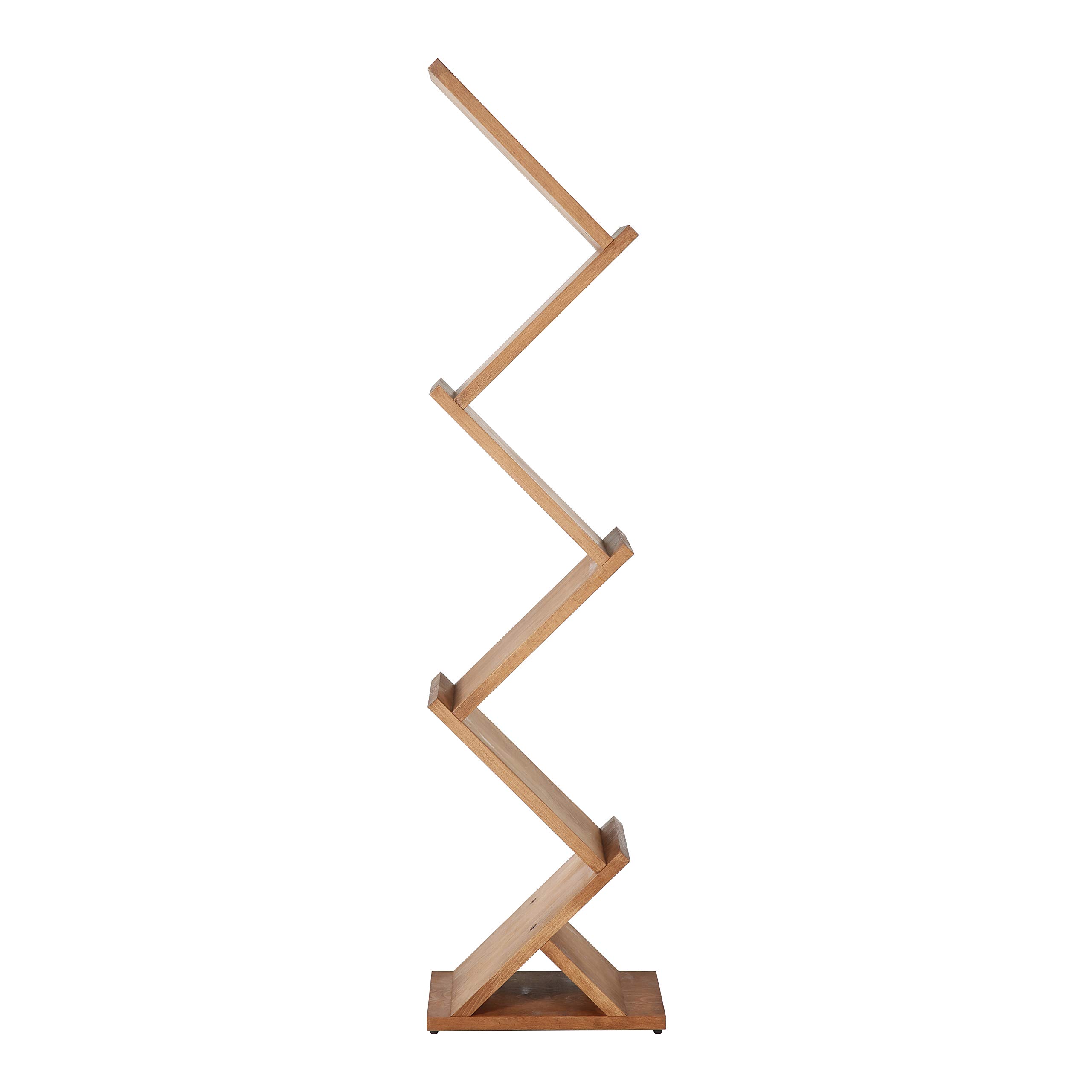 Prospektständer Holz Zick-Zack | Zeitschriftenhalter für 5 x DIN A4 Prospekte | Prospekthalter aus Holz mit Prospektablage | Flyerhalter, Zeitschriftenständer, Buchaufsteller