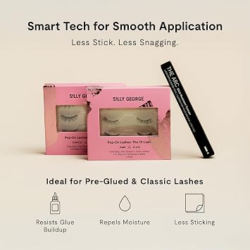 Silly George The Arc Lash Tweezer Stick-Resistant Applicators for Silly George Strip Lashes & Other Lash Brands, Curved Tip Non-Slip Tool for Easier Eyelash Line Placement, Includes Spoolie