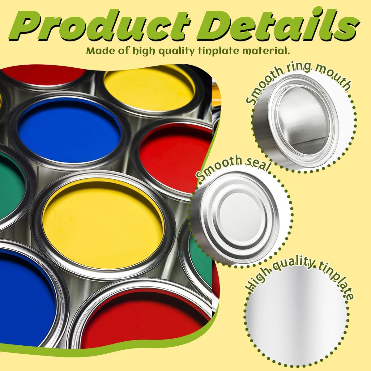 12 Pack Empty Paint Cans with Lids (1/4Pint Size),1/2 Cup Capacity Empty Unlined Paint Cans Paint Storage Containers for Leftover,For DIY Painting Crafts Silver Round Leftover Paint Storage Container