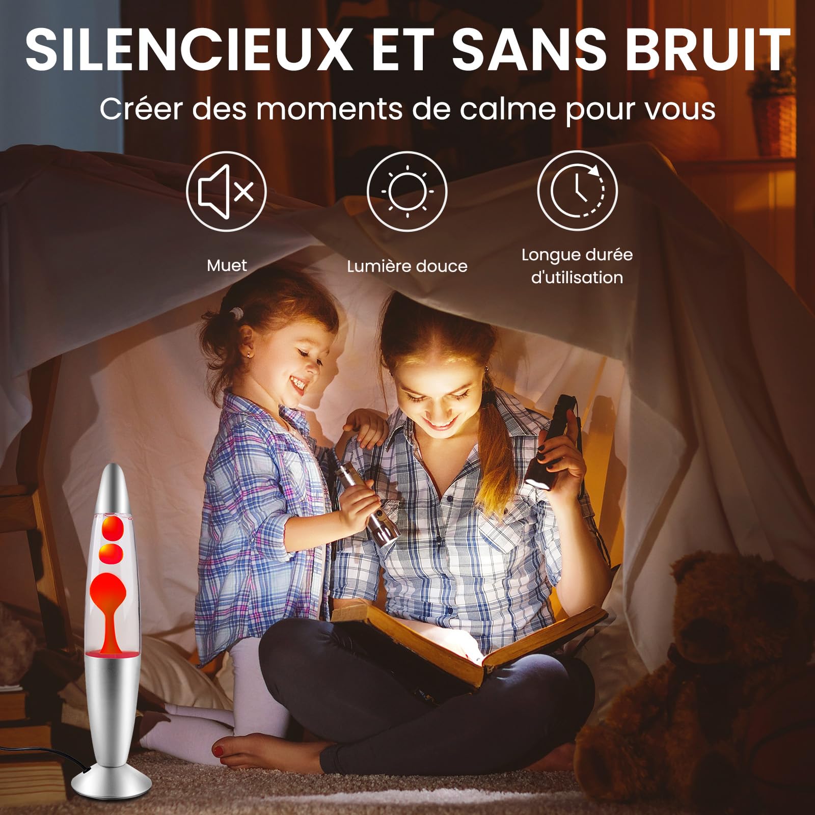 Klarlight Lampe à Lave 34cm Magique 25W Avec Interrupteur à Câble - Idée Cadeau de Noël Comprenant Une Ampoule - Rétro (Rouge)