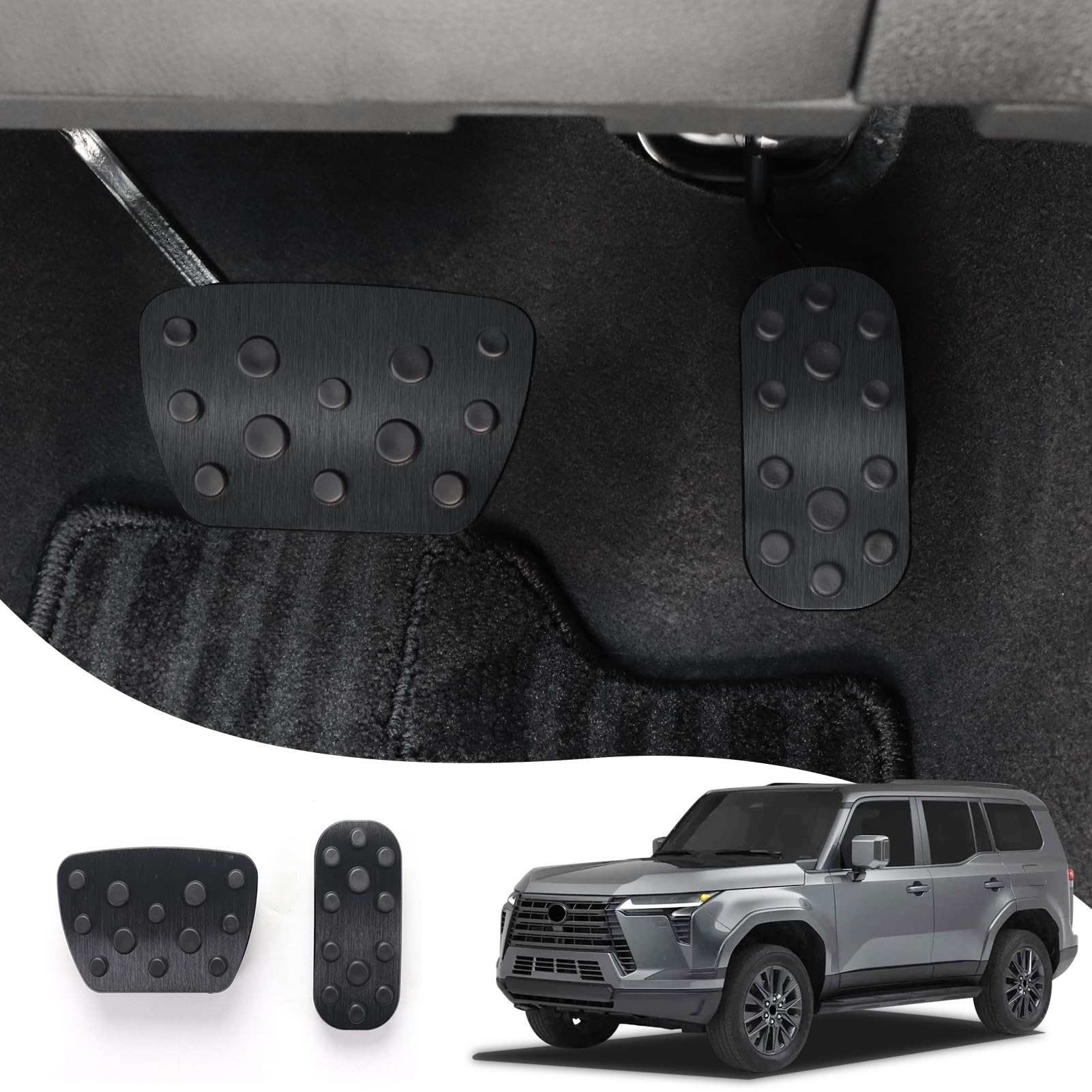 RONGSEN Aluminum Alloy Pedal Cover is Suitable for 2024 2025 Lexus GX550 550h Accelerator Brake Pedal Cover Internal Modification Parts (Black)