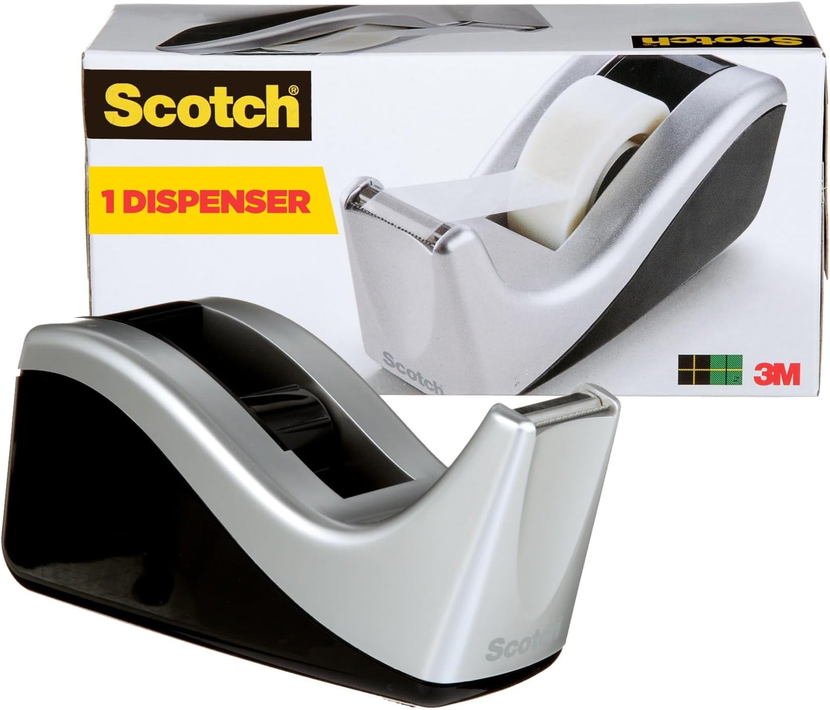 Desktop Tape Dispenser, Silvertech Two-Tone (C60-ST)