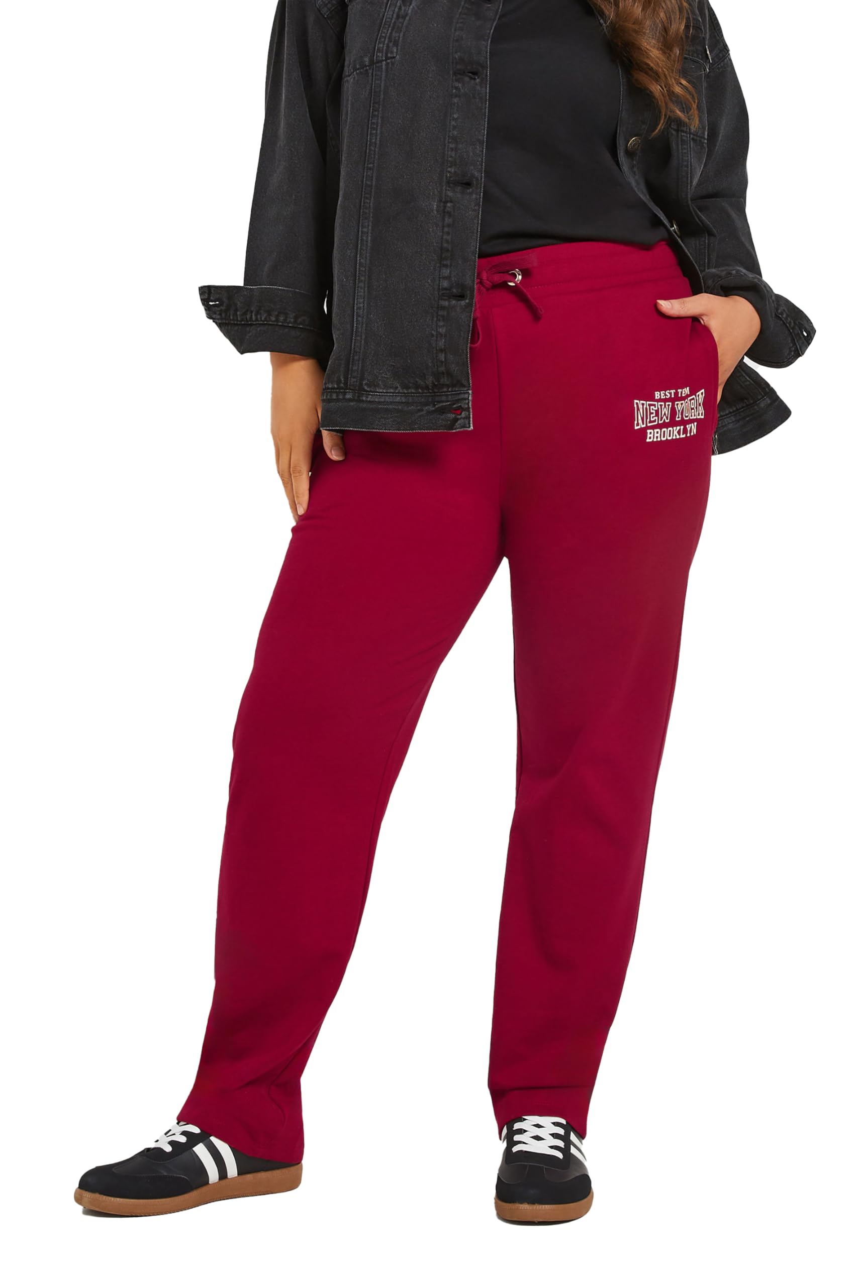 Yours 'New York' Straight Leg Joggers - Red - Size 22-24