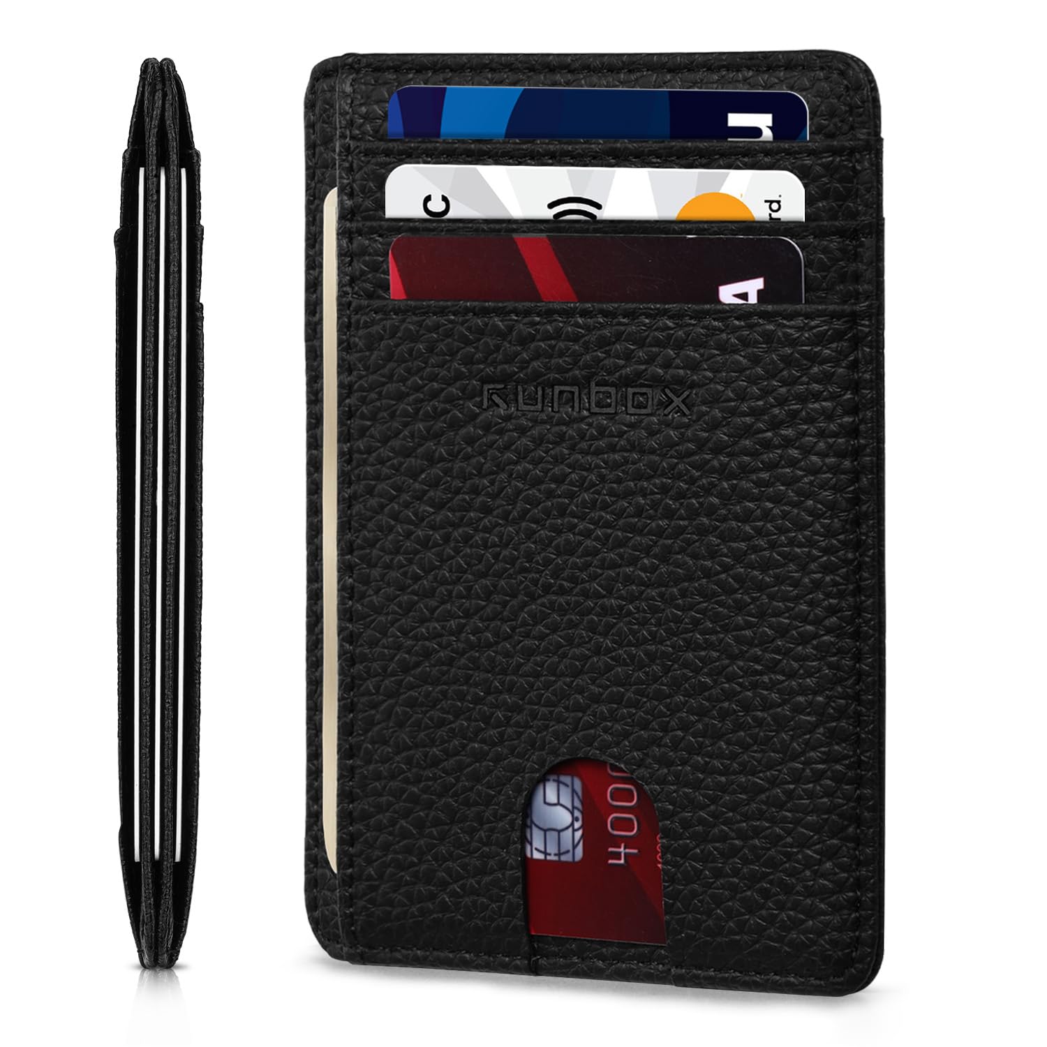 RUNBOX Slim Wallet for Men and Women, RFID Blocking Leather Card Holder