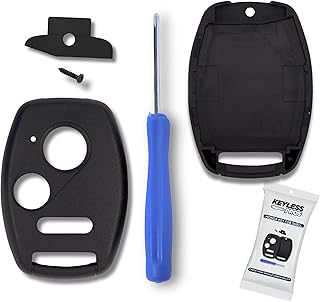 3-BTN Cover Case Keyless Entry Remote Key Fob Shell Replacement, fits Honda Civic LX, CR-V, CR-Z, Pilot, Fit, Insight, Odyssey, Ridgeline, Accord Crosstour, NO Cutting Required