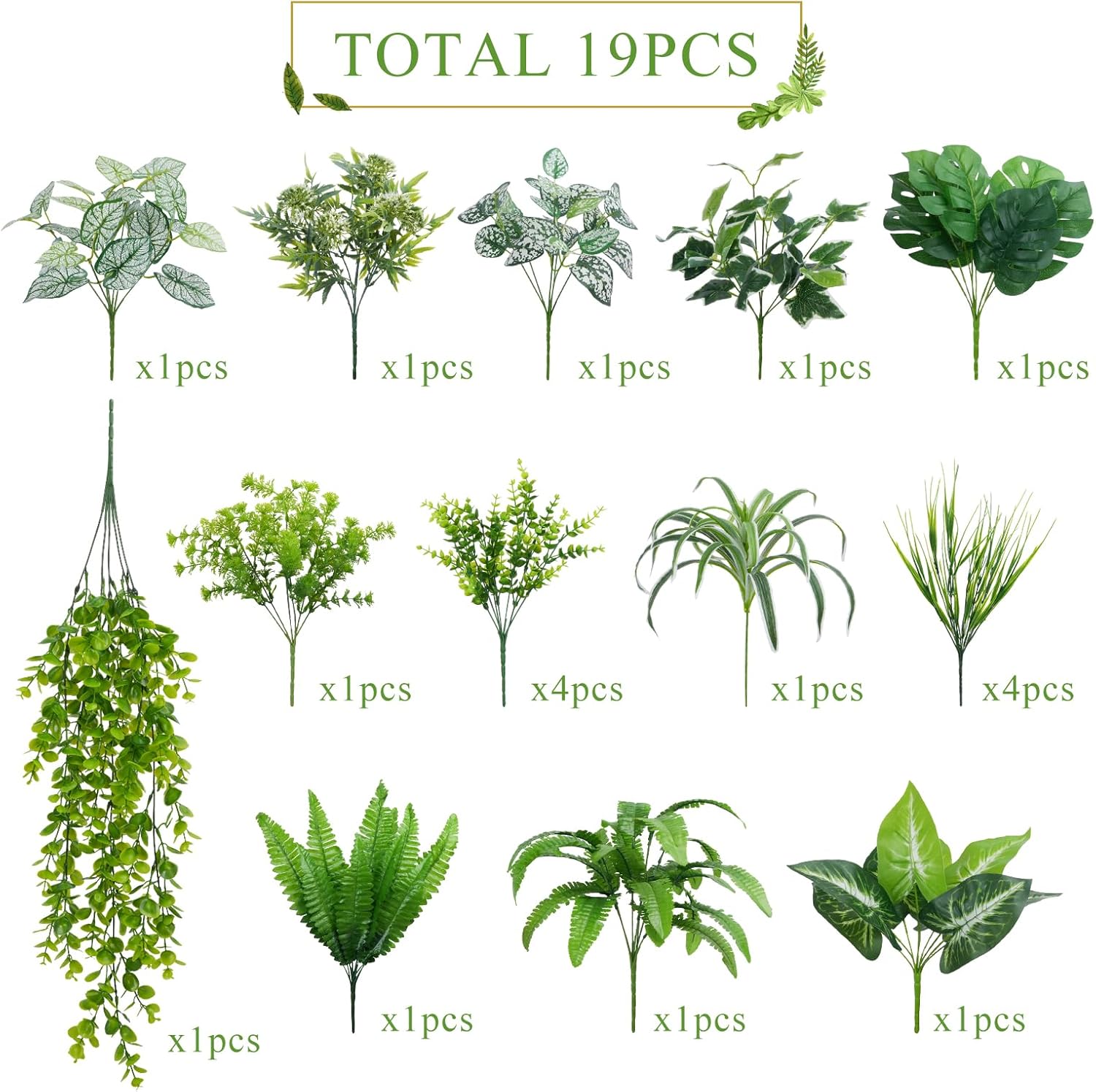 GTIDEA 19Pcs Outdoor Artificial Plants UV Resistant Fake Shrubs Bushes Plastic Greenery, Faux Plants for Outside Indoor Hanging Plants Garden Porch Window Box Home Wedding Farmhouse Décor - Image 2