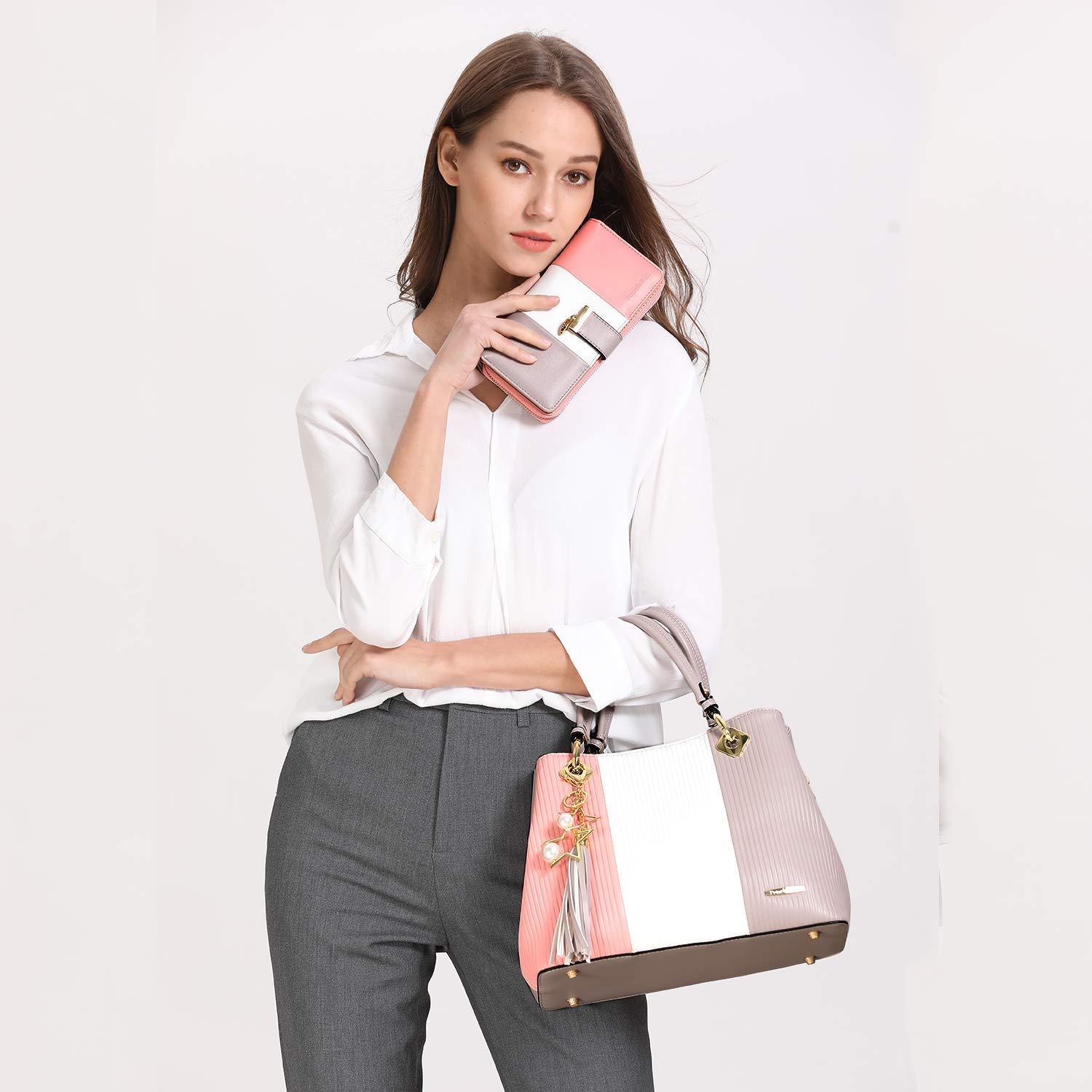 Monederos Mujer Cartera de Gran Capacidad Cuero RFID Bloqueo Bolsos Largo Cremallera Bolsillo
