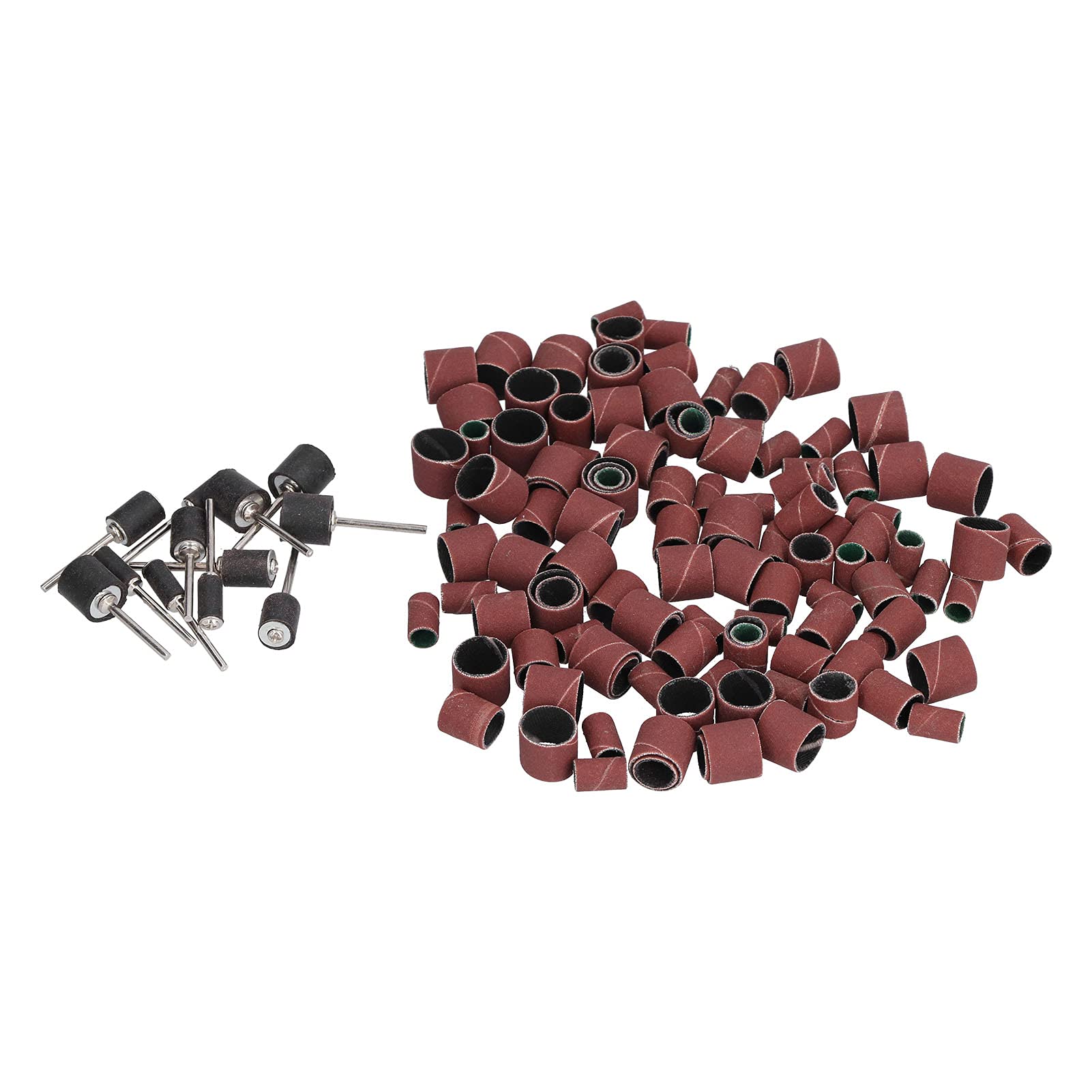 Lylithuif Red/Brown/Black 132Pcs Drum Sander Sanding Sleeve Band Set With Mandrel For Wood Metal Plastic Polishing Rust Removal 120 Grits 3 Sizes
