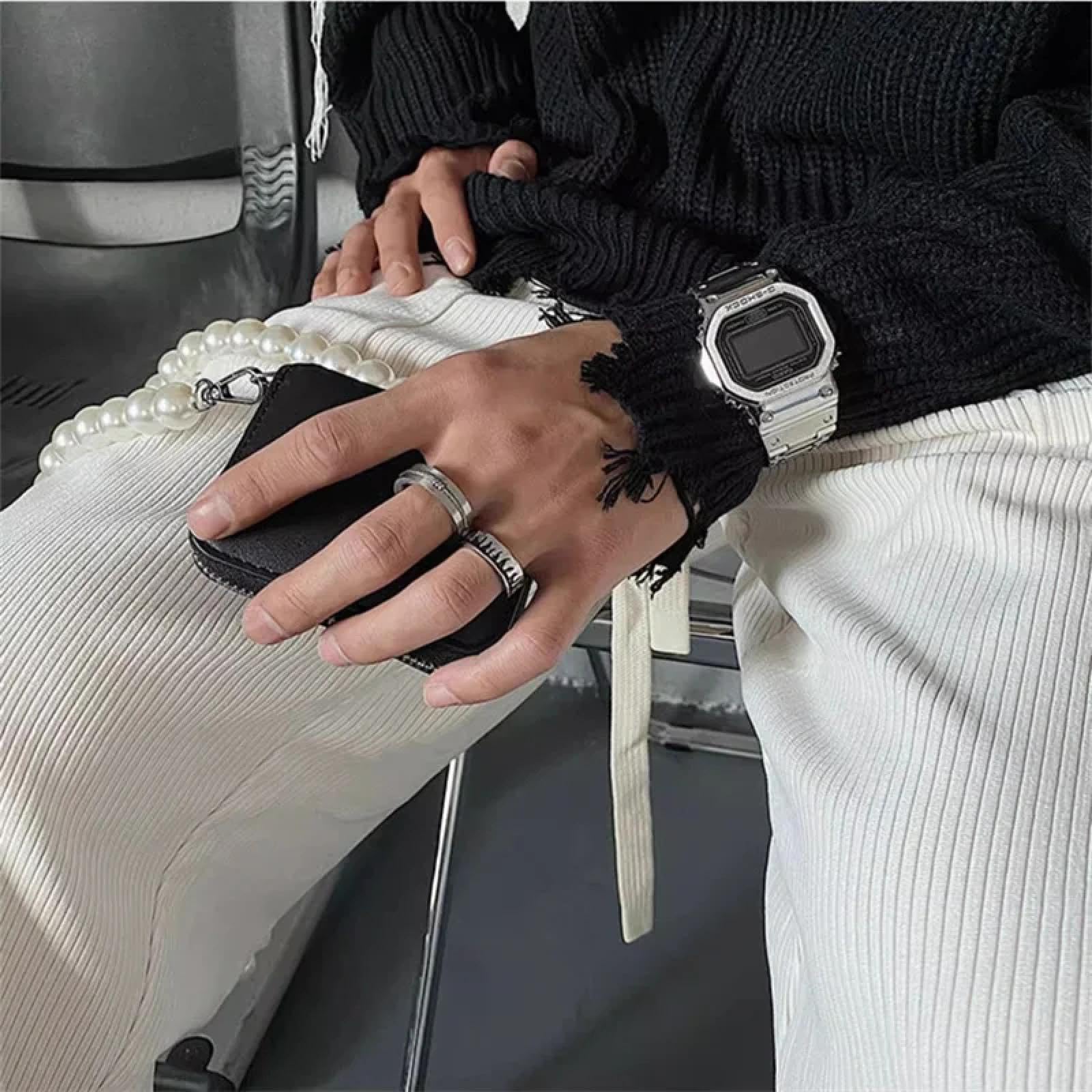 Ring Ringe Damen Bijouterie Herren Exquisiter Ring Ohne Pigmentverlust, Für Herren Und Damen, Hip-Hop-Mode, Leichtes, Luxuriöses, Einfaches Zubehör