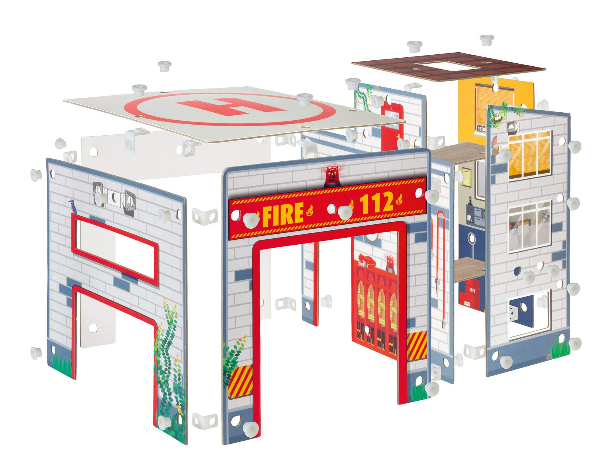 Revell Junior Kit - 00852 - Playset Caserne de Pompier à Construire avec Camion de Pompier
