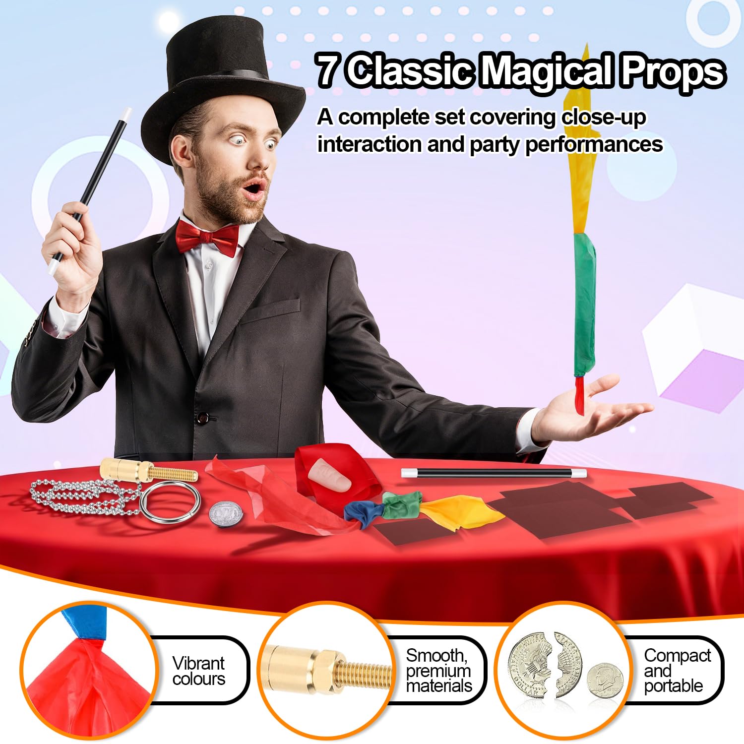 Coffret Magicien Professionnel 16 Pièces avec Baguette Magique Doigt Magique etc 7 Kit Magicien Accessoires de Prestidigitation Conçu pour Magiciens Coffret Magicien Professionnel 16 Pièces avec Baguette Magique Doigt Magique etc 7 Kit Magicien Accessoires de Prestidigitation Conçu pour Magiciens