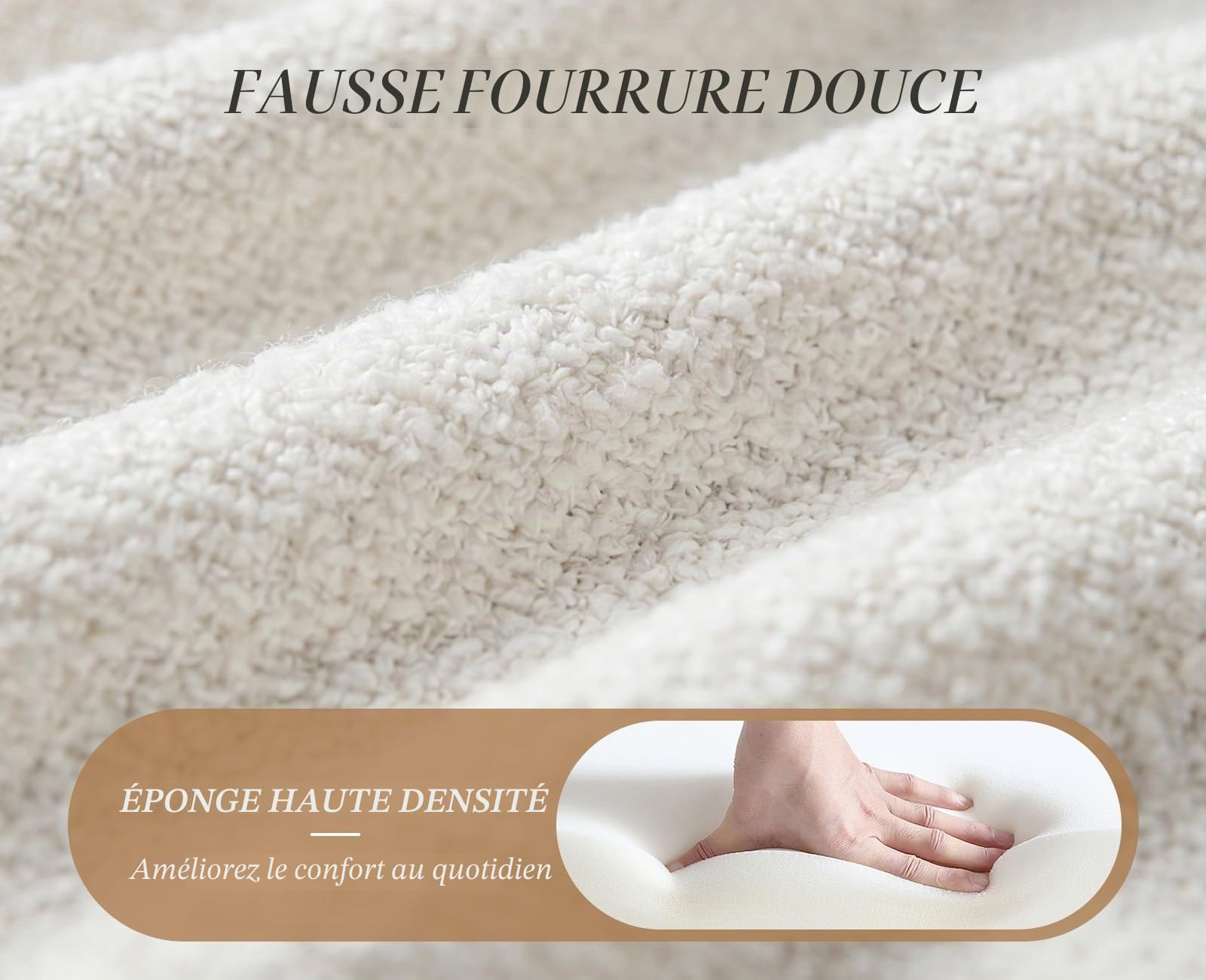 chairus Fauteuils de Salon Rembourrés en Fausse Fourrure Chaises pour Chambre avec Pieds en Métal (Blanc)