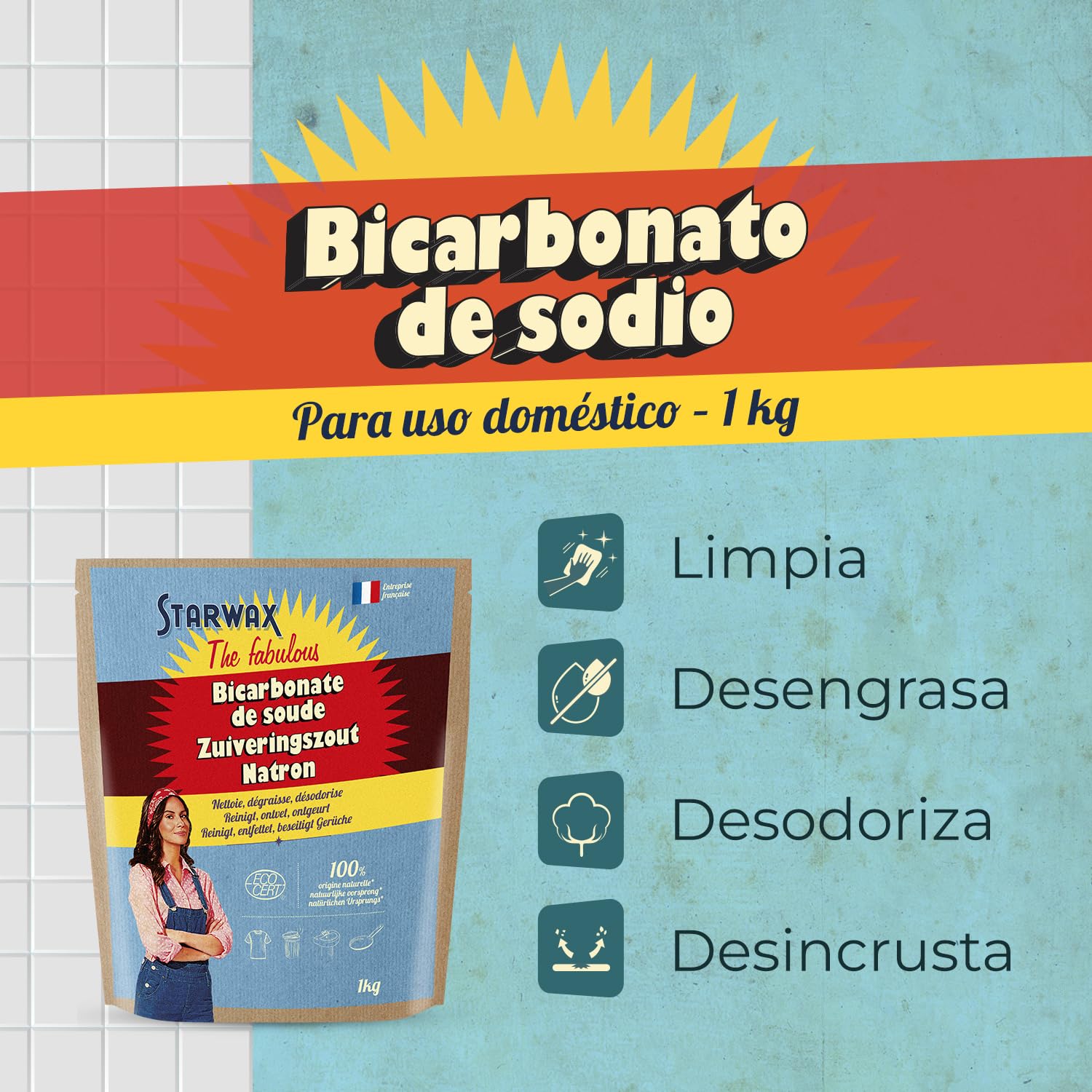 STARWAX THE FABULOUS Bicarbonato de Sodio 1 kg Limpiador Multiusos Natural