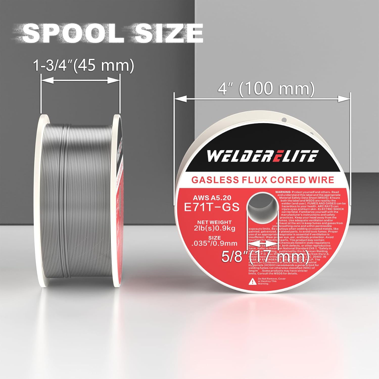 4-Pack 0.035" Gasless Flux Core MIG Wire, 2lb Each, E71T-GS, Perfect for Welding Galvanized, Stainless & Mild Steel Projects