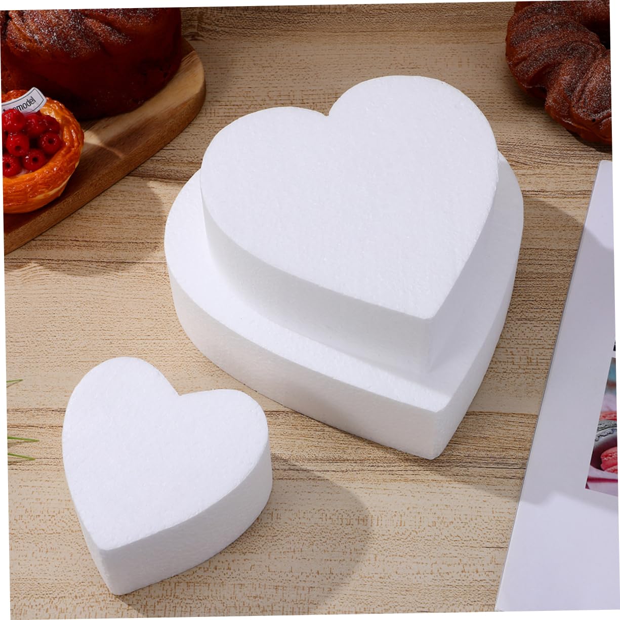 3 Pièces Moule à Gâteau Mousse Blanc Forme de Cœur pour Décoration de Gâteaux Pratique de Pâtisserie pour Saint Valentin et Mariage