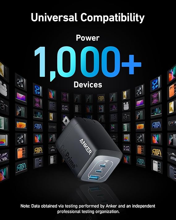 Anker USB Charger Block,67W GaN Wall Charger,3-Port Compact Fast Charging Phone Charger,For MacBook Pro/Air, Pixelbook, iPad Pro, iPhone 17/16/Pro, Galaxy S23/S22, Note20, Pixel, Apple Watch, and More