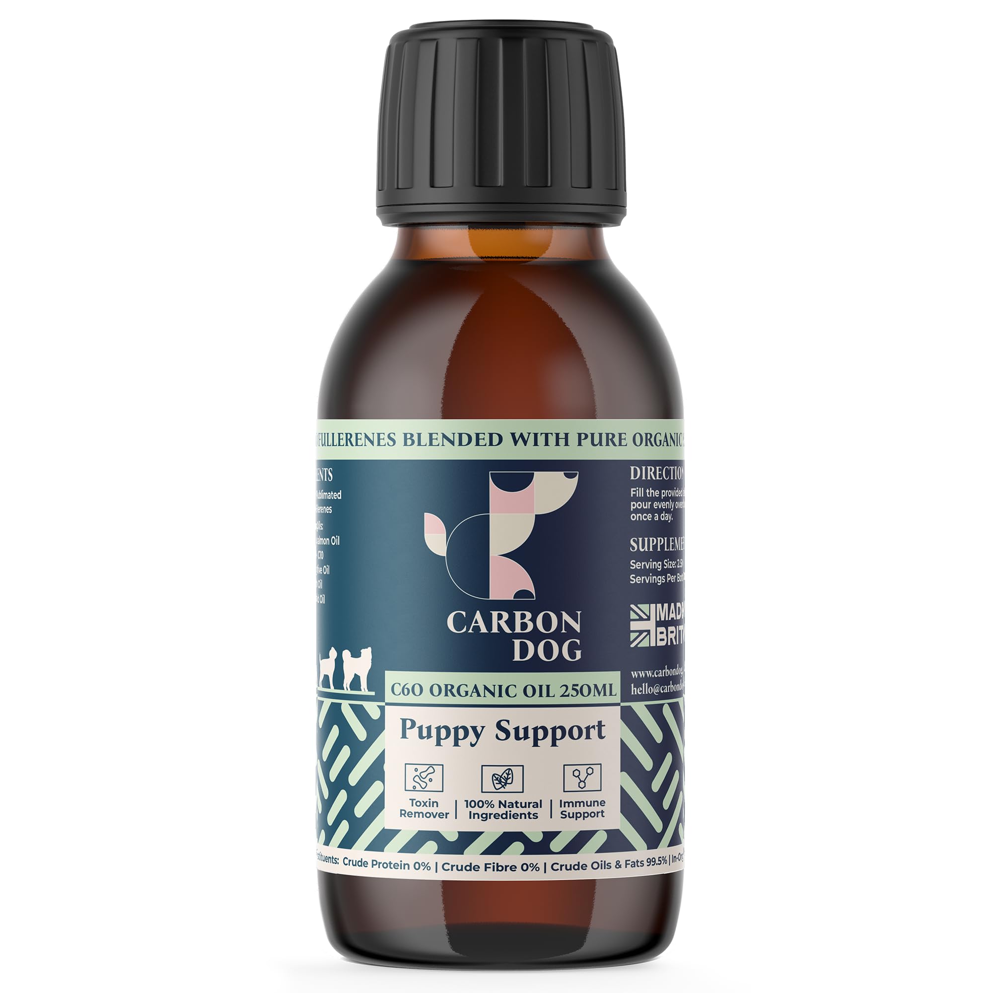 Carbon Dog Puppy Support Dog Supplement 250ml | Specially Formulated Supplements for Puppies | Helps Development & Builds Strength | 100% Natural | With Salmon Oil and Flaxseed Oil — image 1