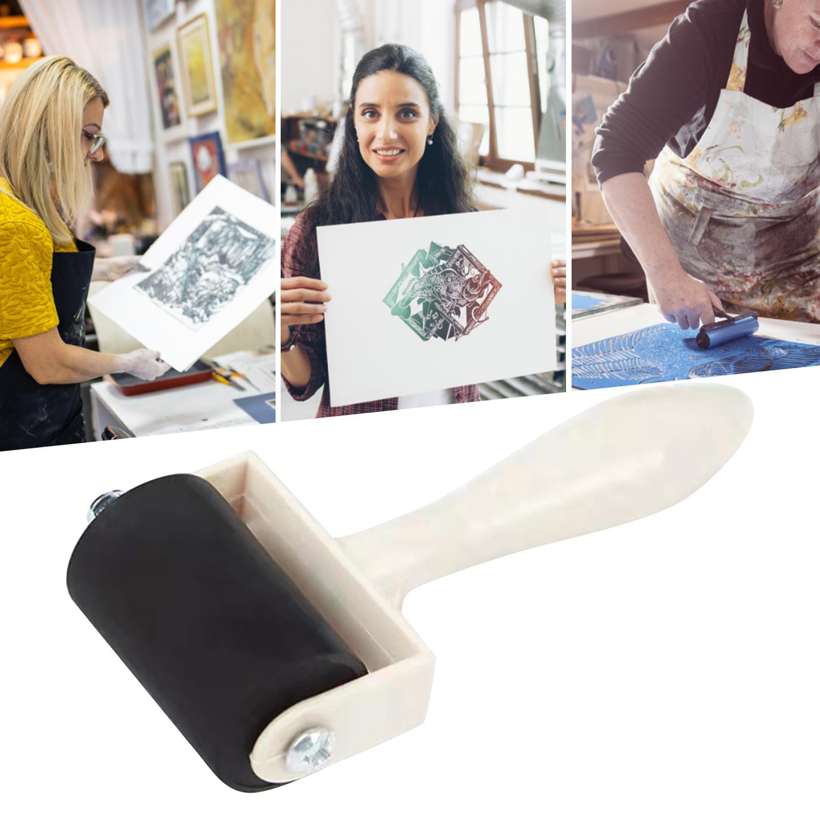 Rouleau Colle - Rouleau Papier Peint Manche Bois | Pinceau et Applicateur d'encre pour Scrapbooking, Impression, Papier et Création