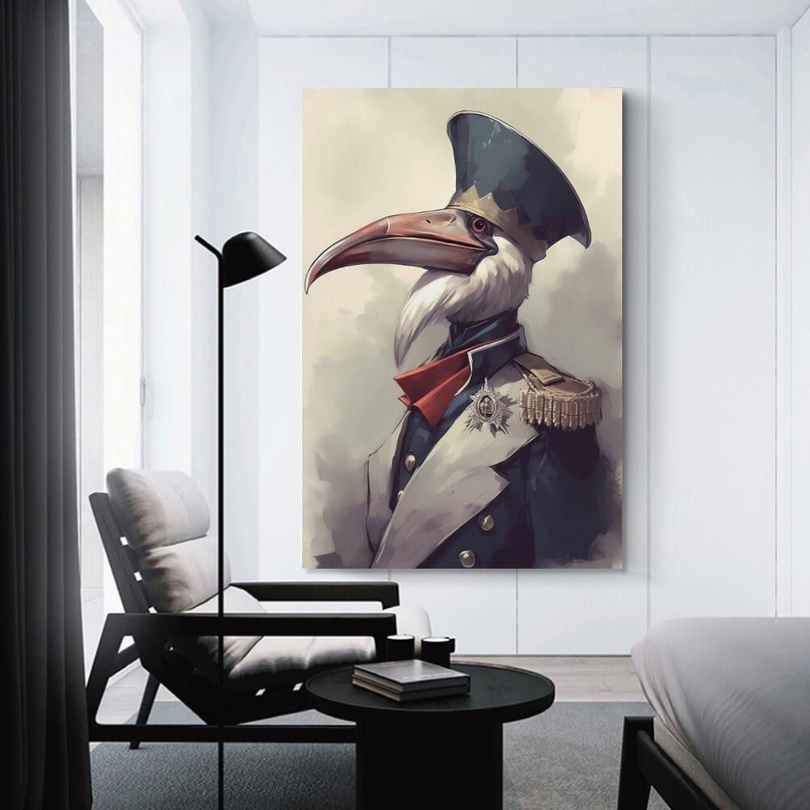 Junmoney Pelican Dainty Canvas Art Print, 20x30inch(50x75cm), for Hallway, Bedroom Or Modern Interiors, A Wall Art Gift for Fresh Interiors