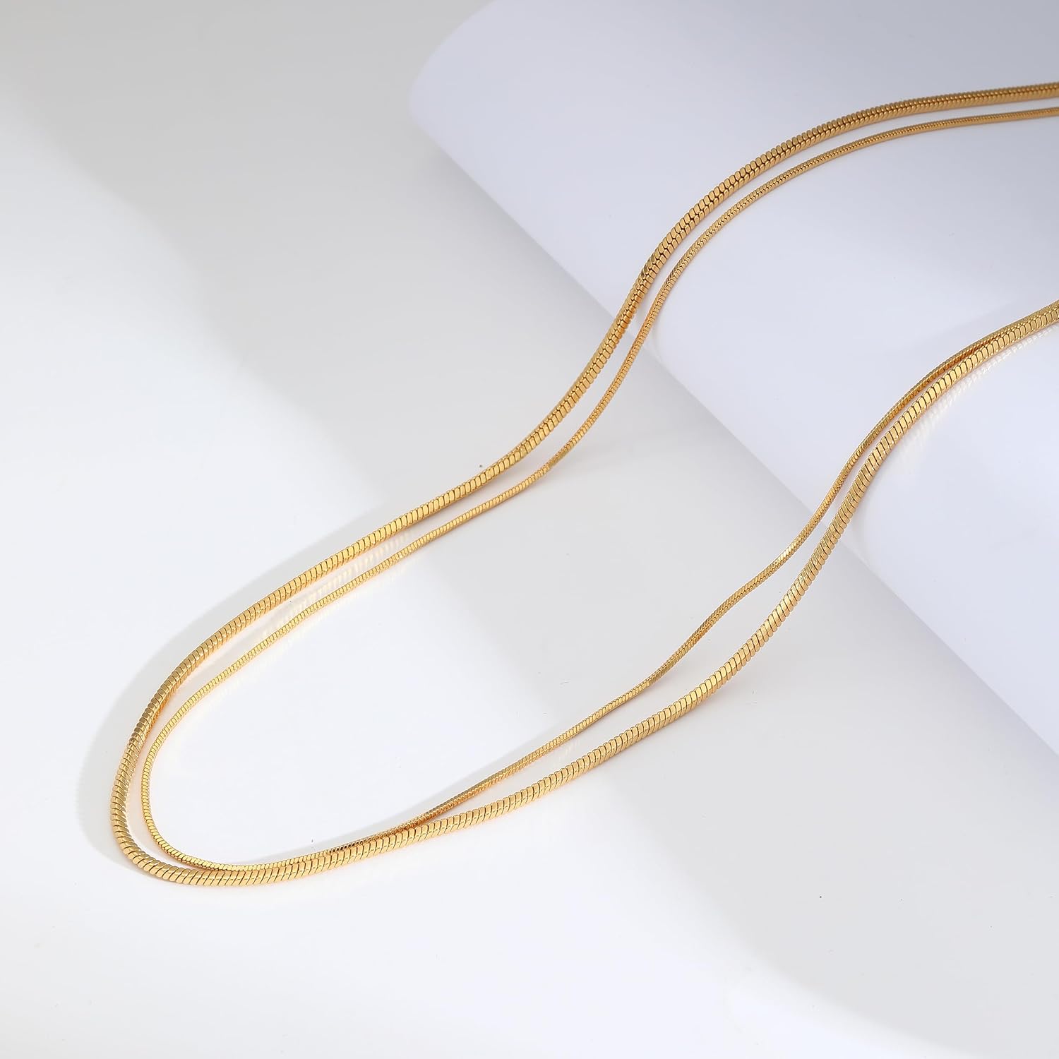 Pencros Herringbone Necklace For Women,14k Gold Plated Layered Gold Necklaces Dainty Gold Herringbone Necklace Figaro Paperclip Snake Chain Choker Necklace For Womens Simple Jewelry Gift - Image 6