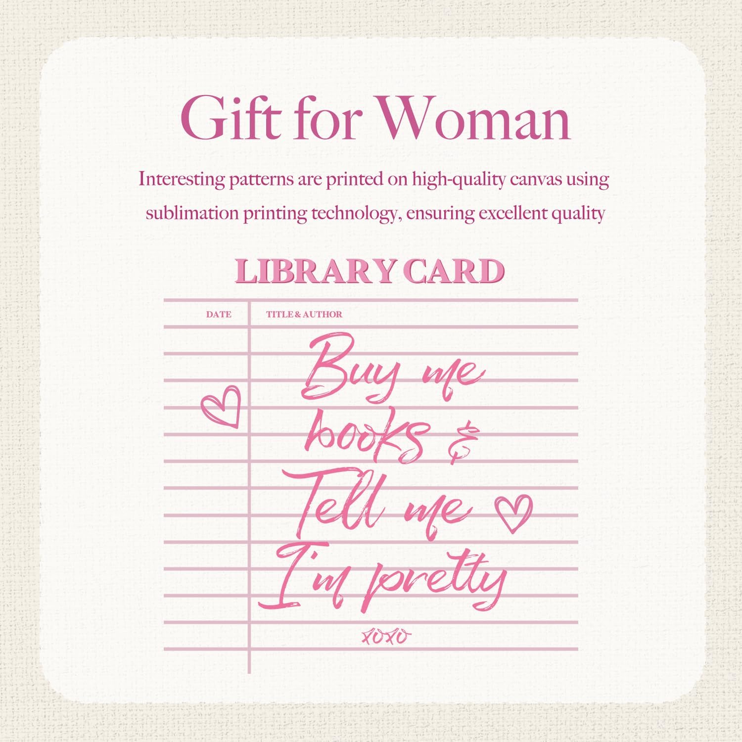 Library Card Canvas Tote Bag Gifts for Book Lovers - Birthday Gifts for Book Lovers Women - Reading Accessories, Librarian, Bookish, Readers, Library Present, Buy Me Books and Tell Me I'm Pretty - Image 4