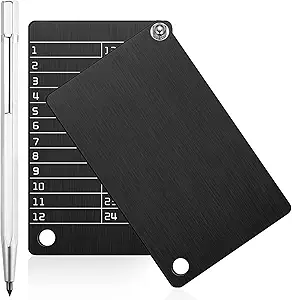 Hotop 2 Pcs Crypto Wallets and 1 Pcs Metal Plate Marking Pen, Cryptocurrency Wallets for Hardware Cold Backups Seed Storage for Bitcoin Compatible with Bip39 Hardware(Black)