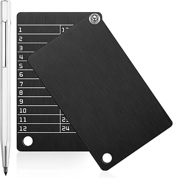 Hotop 2 Pcs Crypto Wallets and 1 Pcs Metal Plate Marking Pen, Cryptocurrency Wallets for Hardware Cold Backups Seed Storage for Bitcoin Compatible with Bip39 HardwareBlack