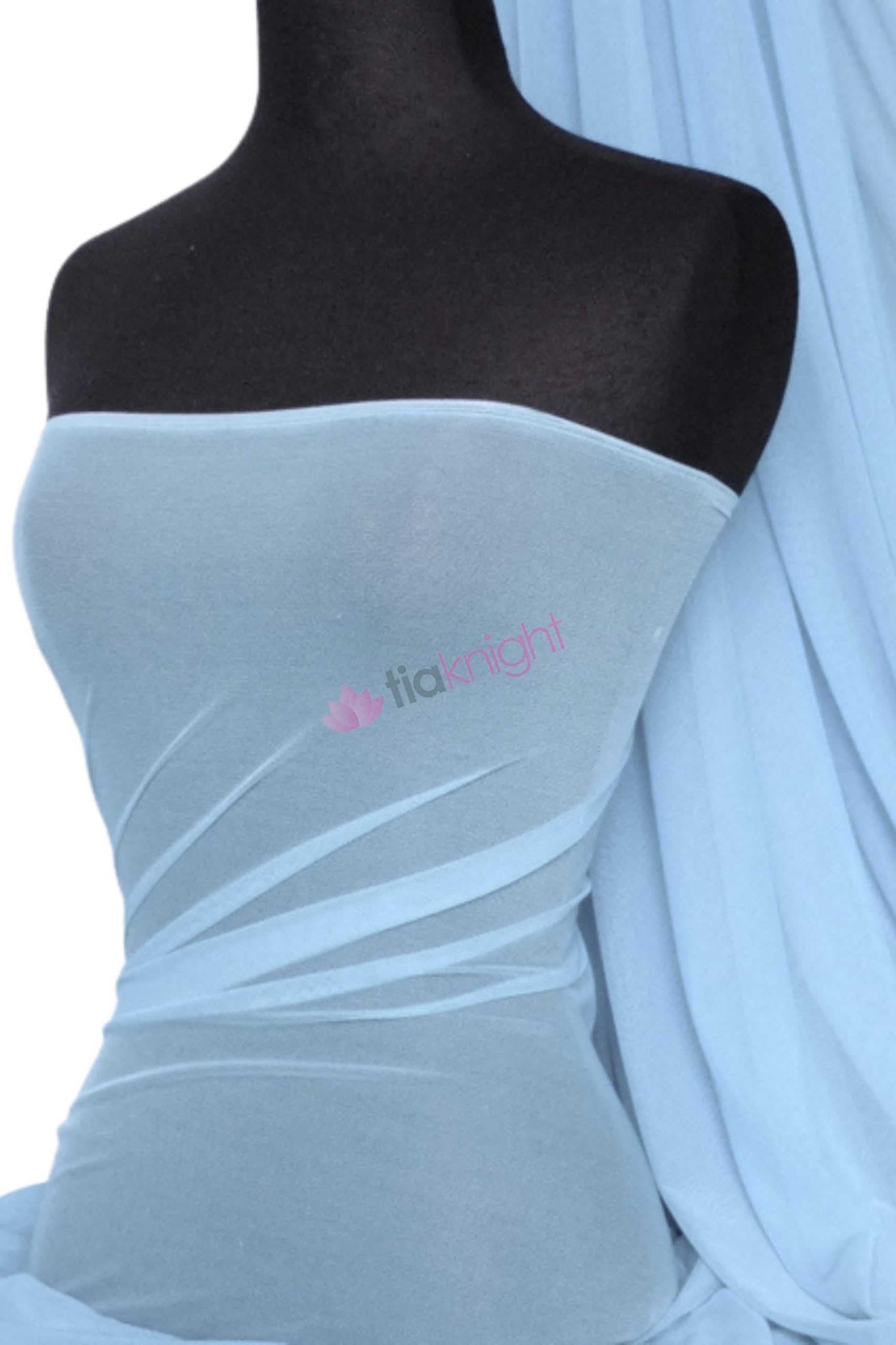 Premium Quality Power Mesh Fabric | 4 Way Stretch Sheer Dance Dress Lining Material | Matching Shades in Lycra | Multiple Colours in Stock | Sold by The Metre | by Tia Knight (Baby Blue)