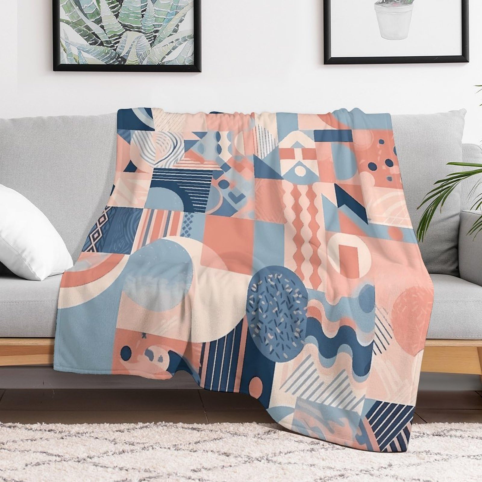 Couverture pour climatisation en polaire patchwork grand lit et canapé