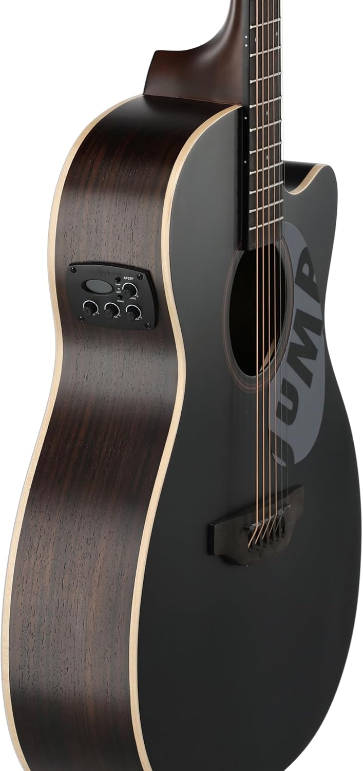 Applause electric acoustic guitar Jump Dark Matter AEO-69-5S, top: solid European spruce, cutaway, open-pore matt finish rosewood, top matt black, preamp with tuner, black machine heads
