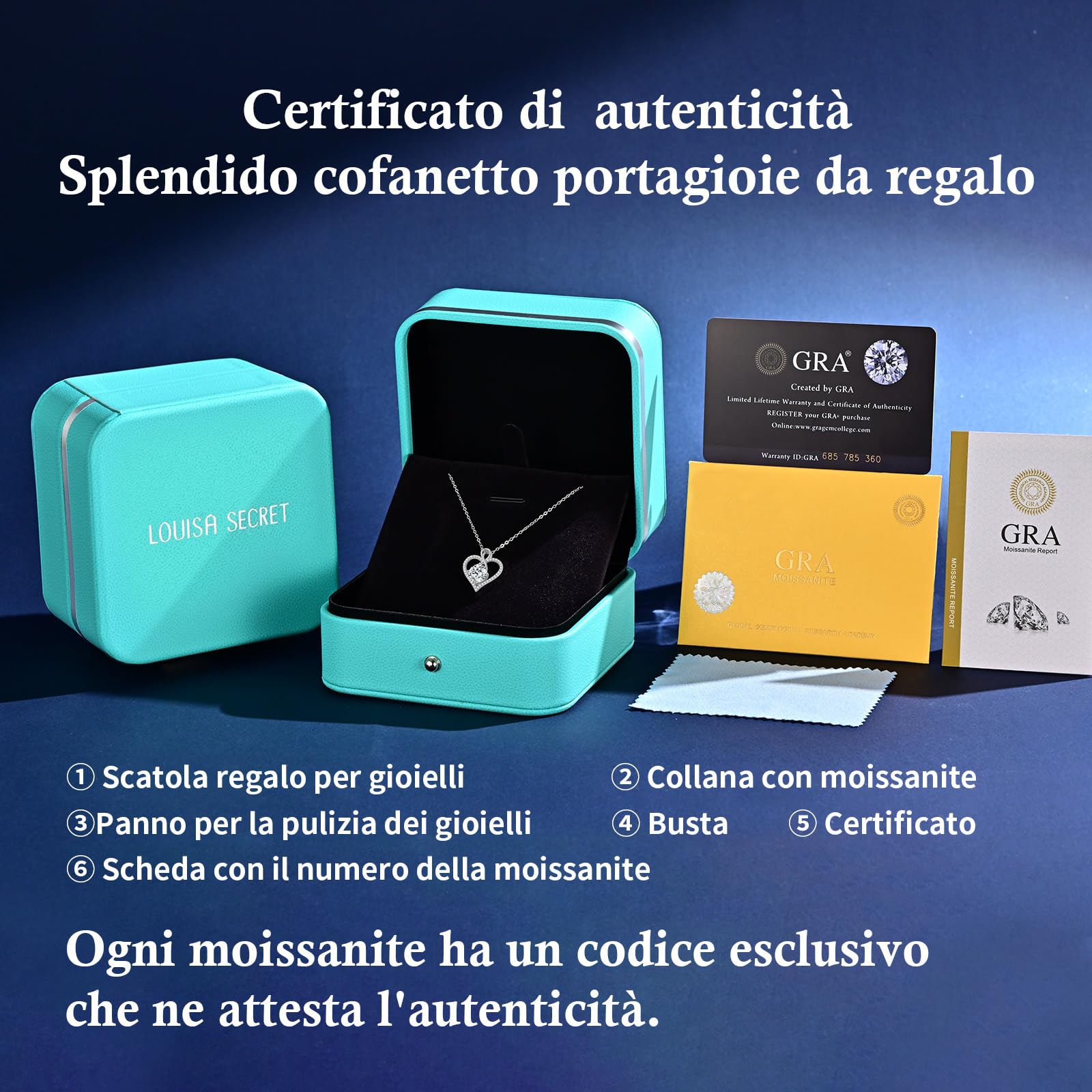 LOUISA SECRET Collane in Moissanite per Donna Cuore Infinito Argento 925 | Regalo di Compleanno per Donna San Valentino Gioielli Natale Festa della Mamma