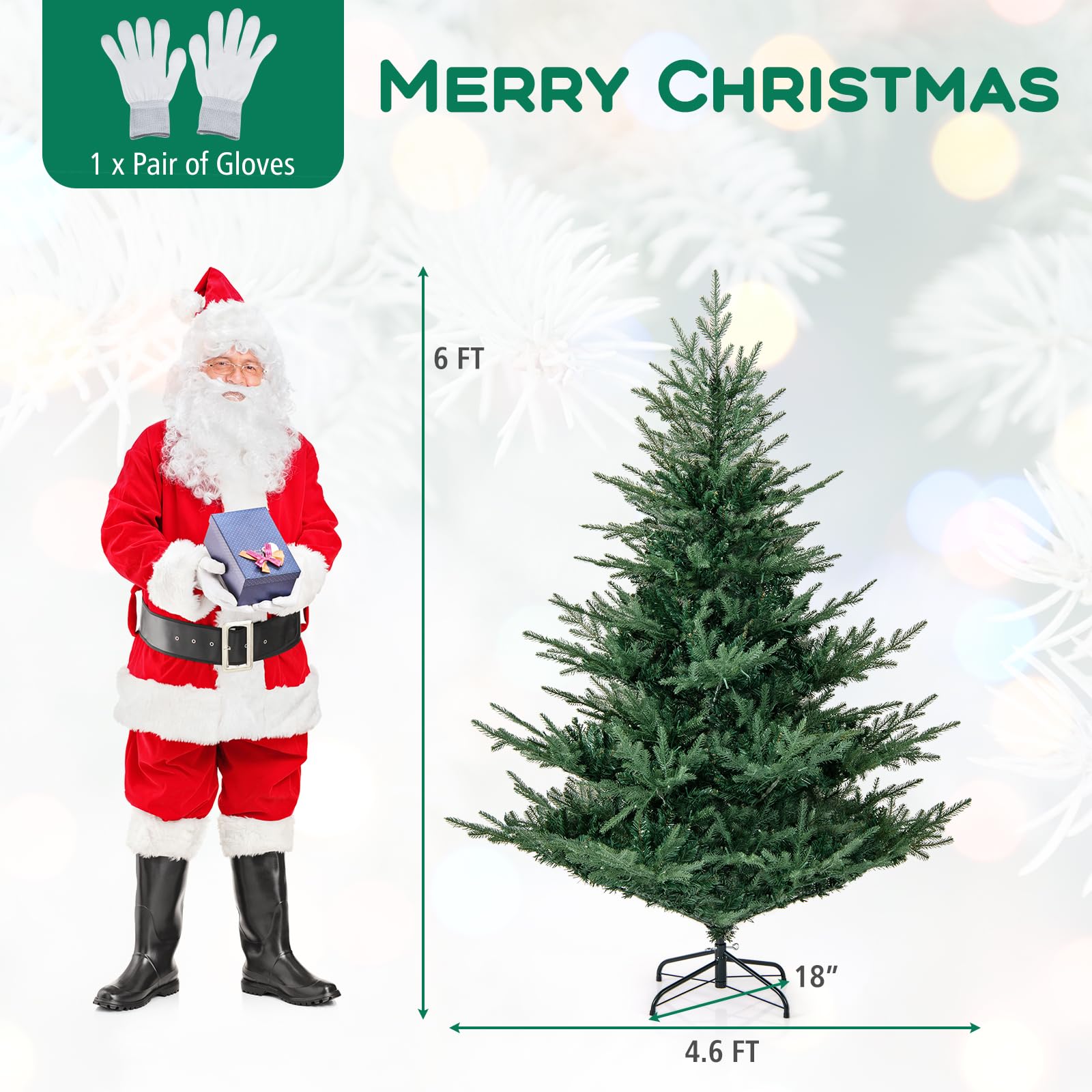 Amazon.com: DORTALA 6 FT Pre-Lit Artificial Christmas Tree, Hinged