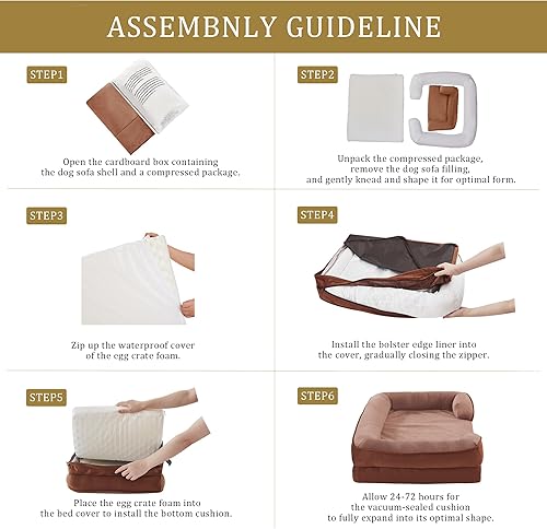 Miniatura 6 de Bedfolks Cama ortopédica para perros, sofá cama impermeable para perros grandes, sofá cama de espuma de huevo para mascotas con funda extraíble