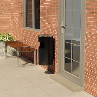 Home & Garden - Cenicero con pared (acero, 26 L), color negro