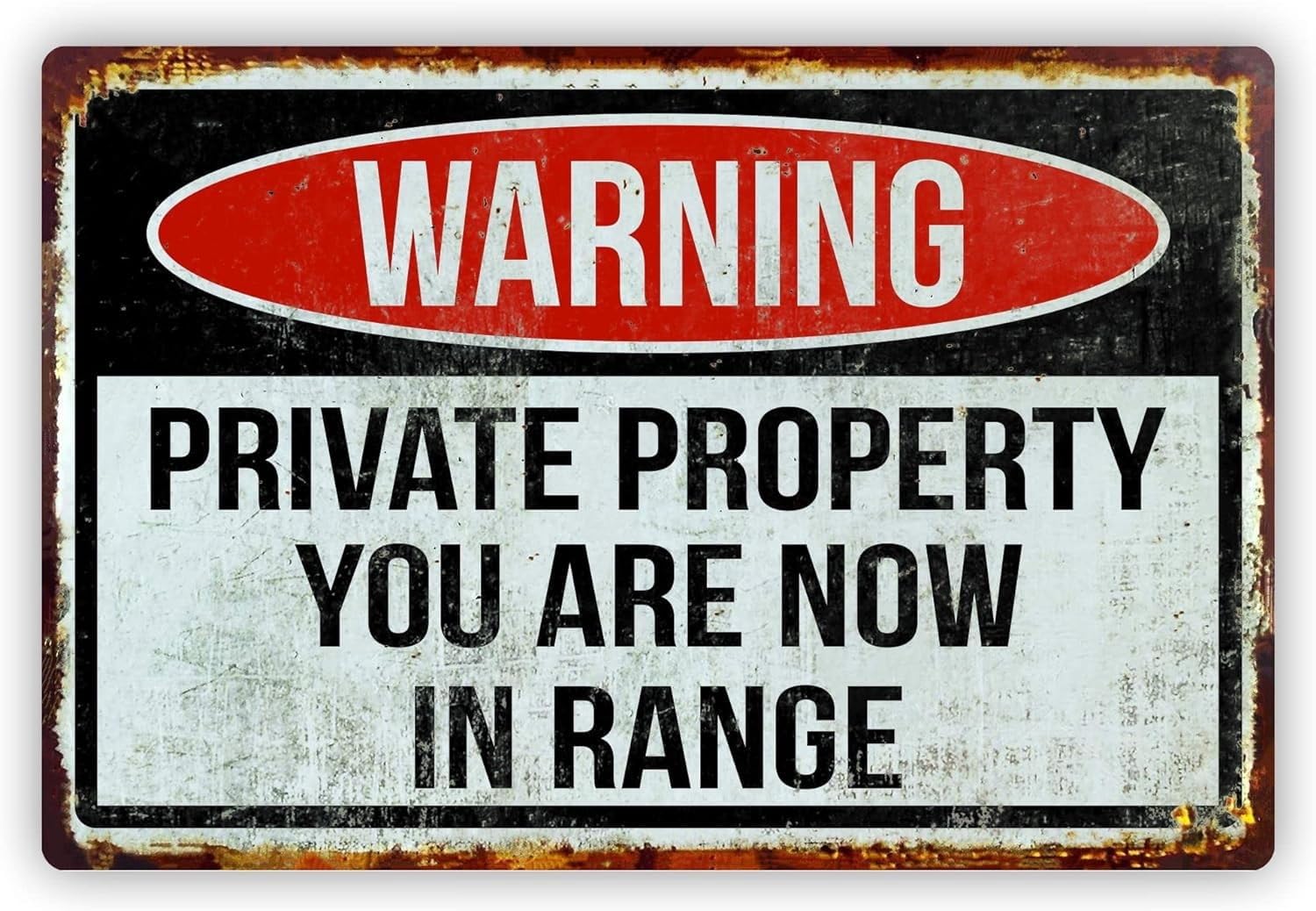 (2-Pack) Metal Tin Sign Products Funny Warning Sign Private Property You are Now in Range 8x12