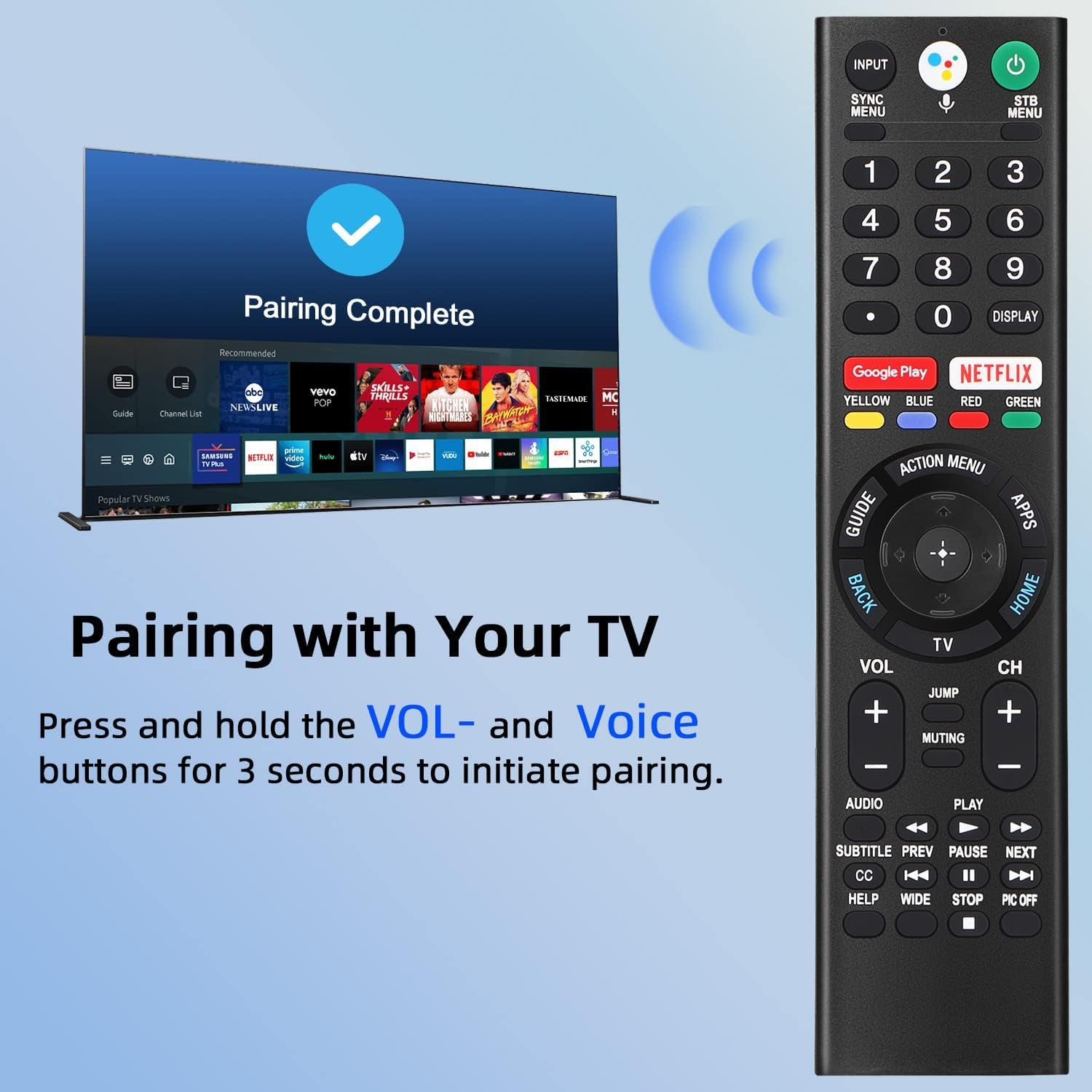 Per Sony-TV-Remote-Voice, ricambio per Sony Bravia Remote RMF-TX310U per tutte le Smart TV OLED LED con controllo vocale, 1 anno di garanzia (compatibile)