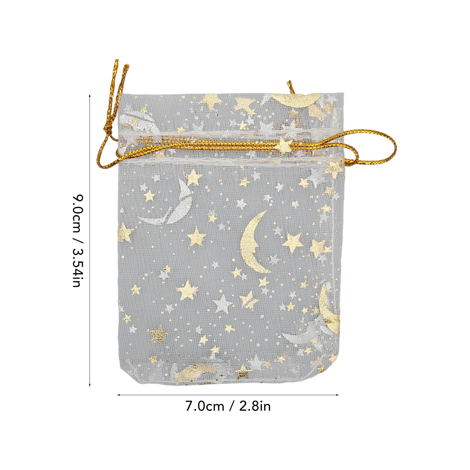 Gjinxi 100 Pcs Moon Star Organza Bags, 3.5 X 4.7 Inch Wedding Favor Bags Jewelry Candy Bag With Drawstring Little Mesh Gift Pouch For Wedding Party Christmas Eid Mubarak - View #8