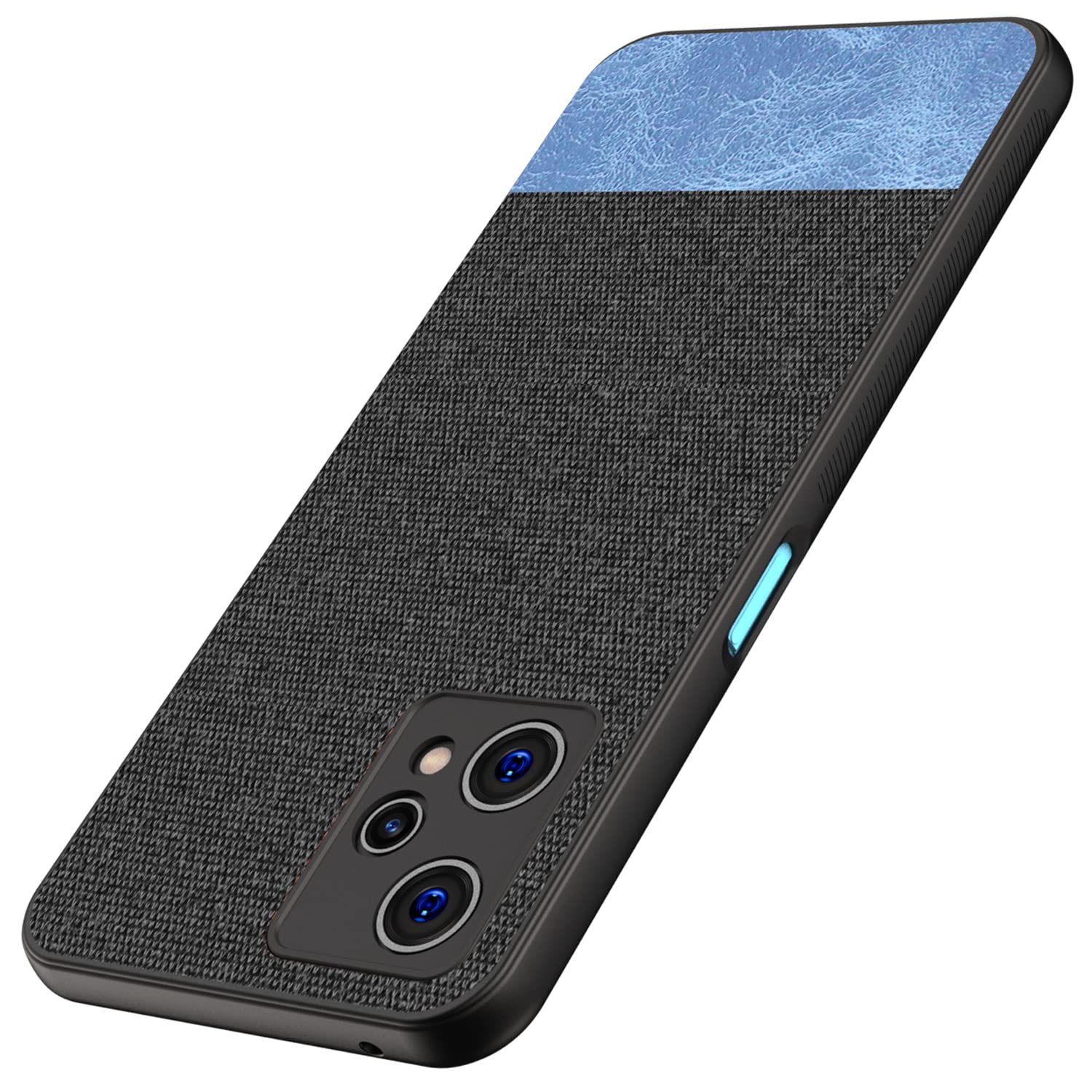 Kapa Soft Fabric & Leather Hybrid Protective Case Cover for Realme 9 PRO/Oneplus Nord CE 2 LITE (Black,Blue) (B09XB4GG6S) Amazon Price History, Amazon Price Tracker