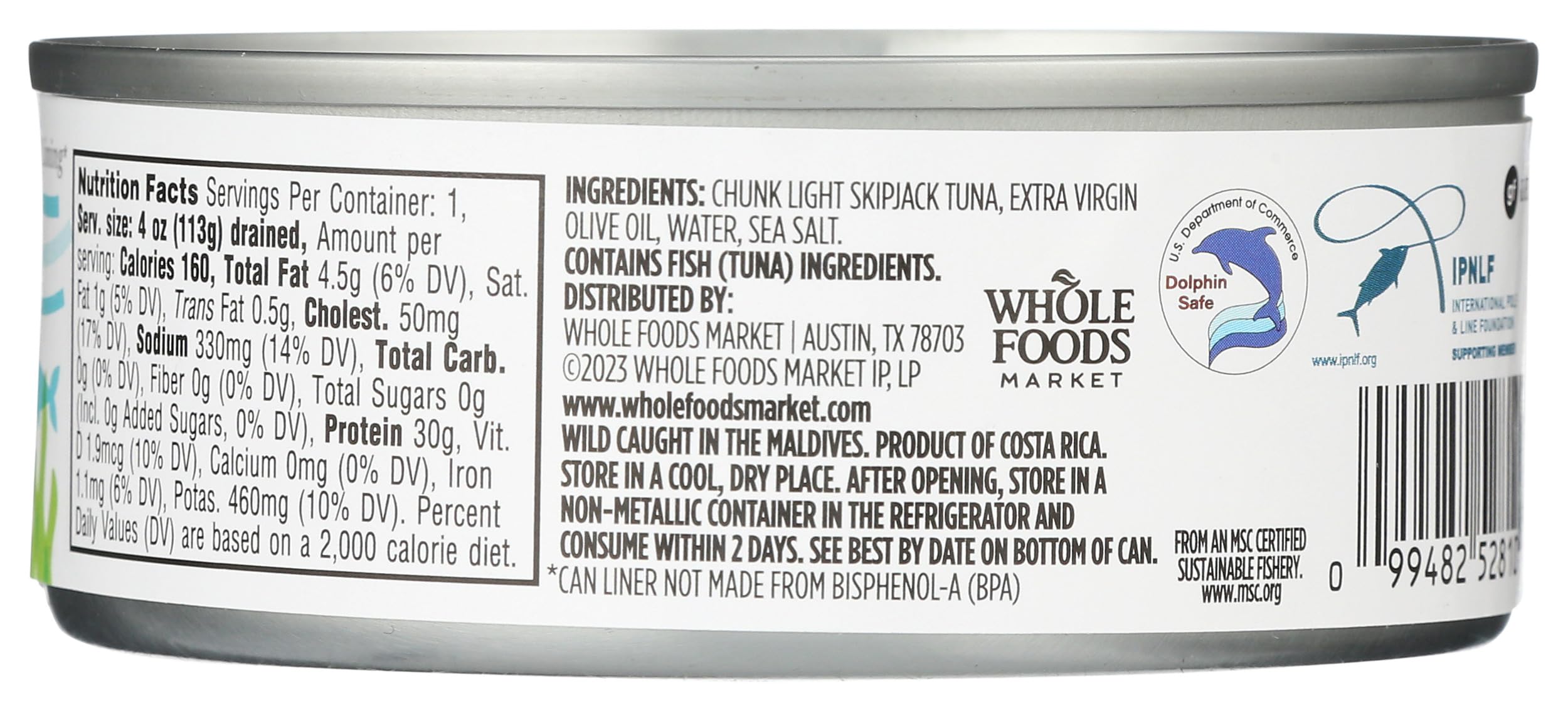 365 by Whole Foods Market, Skipjack Tuna in Extra Virgin Olive Oil, Salt Added, 5 Ounce