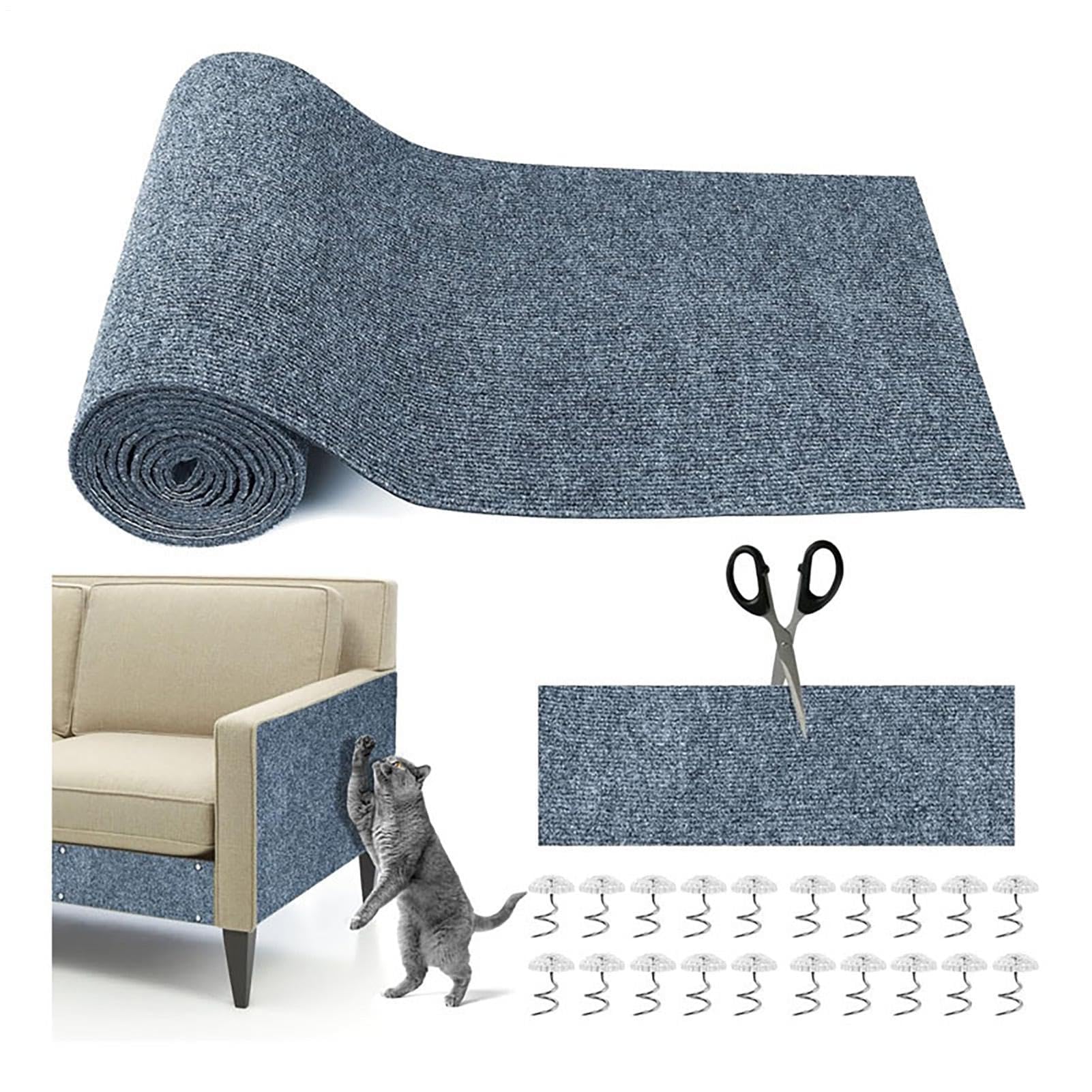 Protector de muebles para gatos | Alfombra adhesiva cortable – 210 x 40 cm, protector de sofá con 20 tornillos – para alivio de la picazón de la piel, juego de actividad, sofá, pared, sala de estar