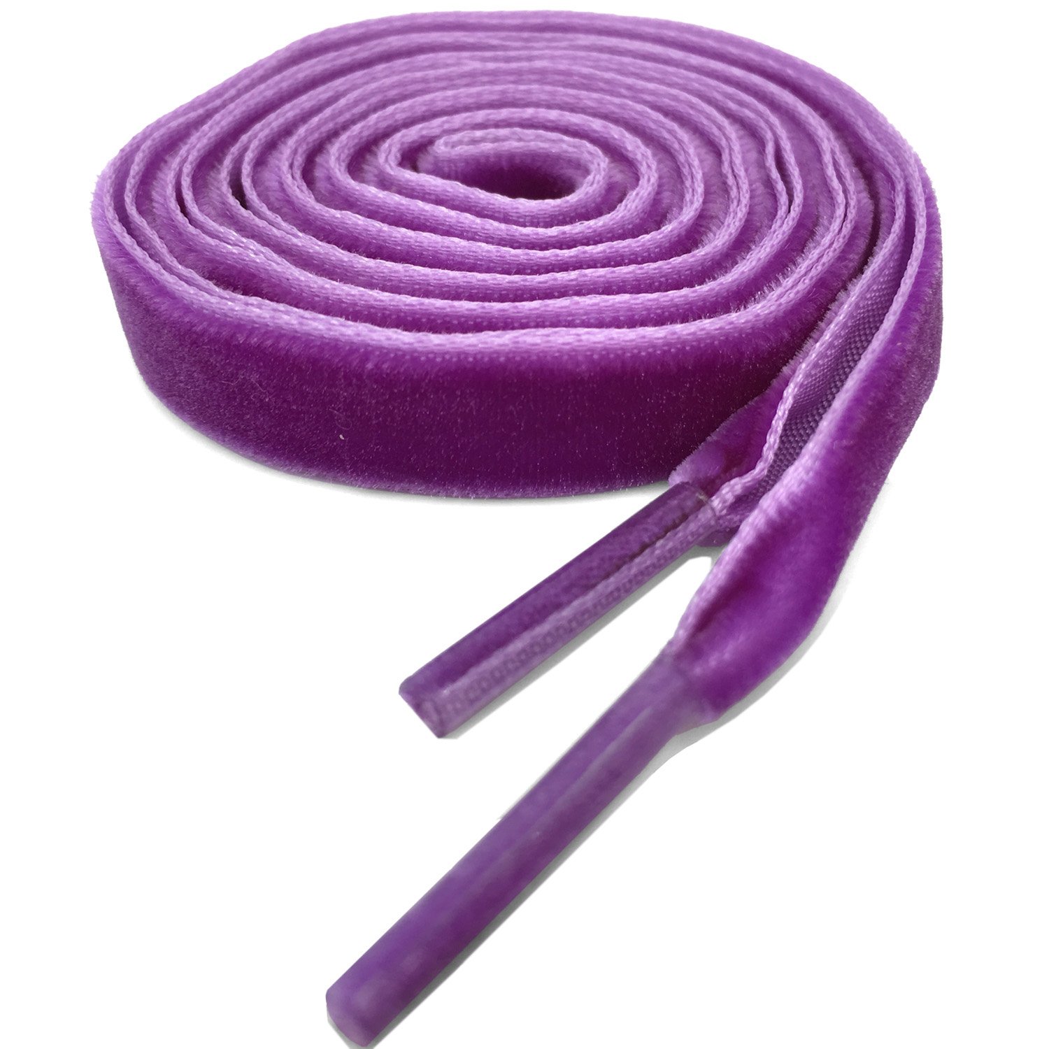 1Pair Flat Velvet Shoelaces 0.4 Inch Wide Fashion Ribbon Shoe Laces YJRVFINE Velvet Shoe Lace Purple for Sneakers Shoes Boots 47.24"