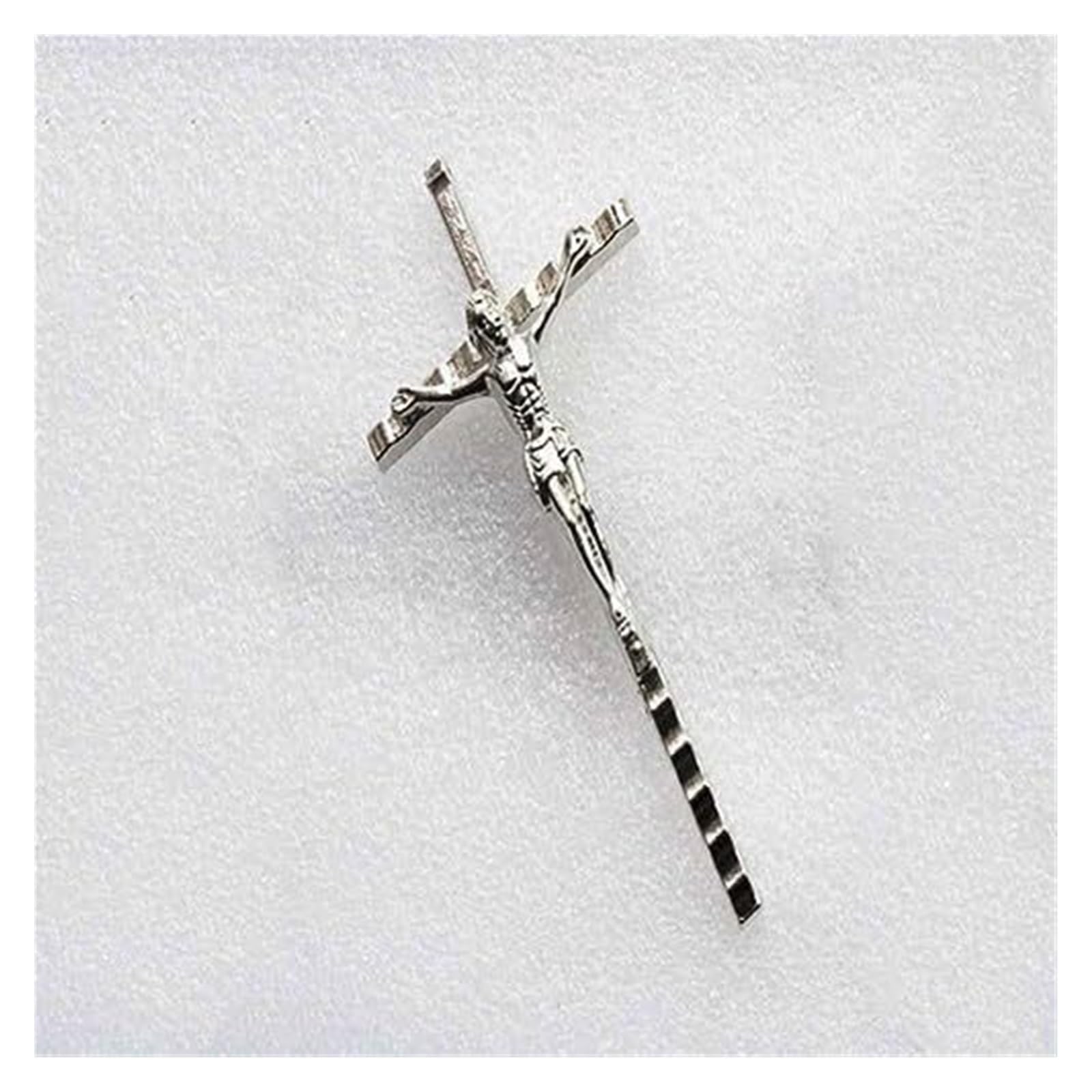 YAYREC Cross wall Decor，Crucifix Cross， Large Crucifix Cross with Religious Large Golden Cross for Jesus Christ Big Cross Metal Pendant Decoration(Silver)