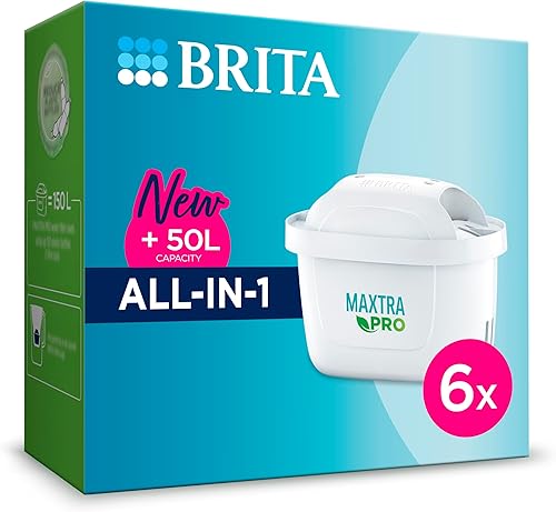 BRITA Cartucho de filtro de agua MAXTRA PRO All-in-1 pack 6 - Recambio original BRITA que reduce las impurezas, el cloro, los pesticidas y la cal