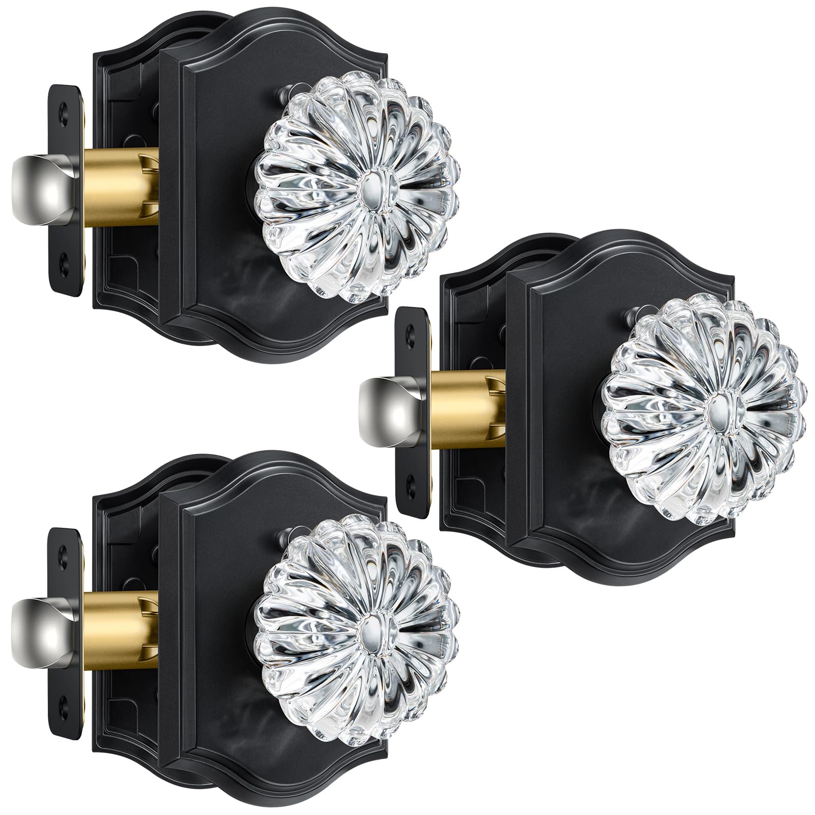 Matte Black Glass Door Knobs with Privacy Lock -17