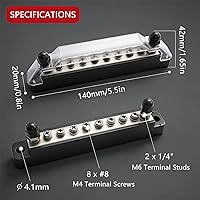 Vista 2 de Barra de bus marina de 150 A 12 V, bloque de distribución de energía de 1/4 pulgadas, barra de bus de batería, bloque de terminales de barra