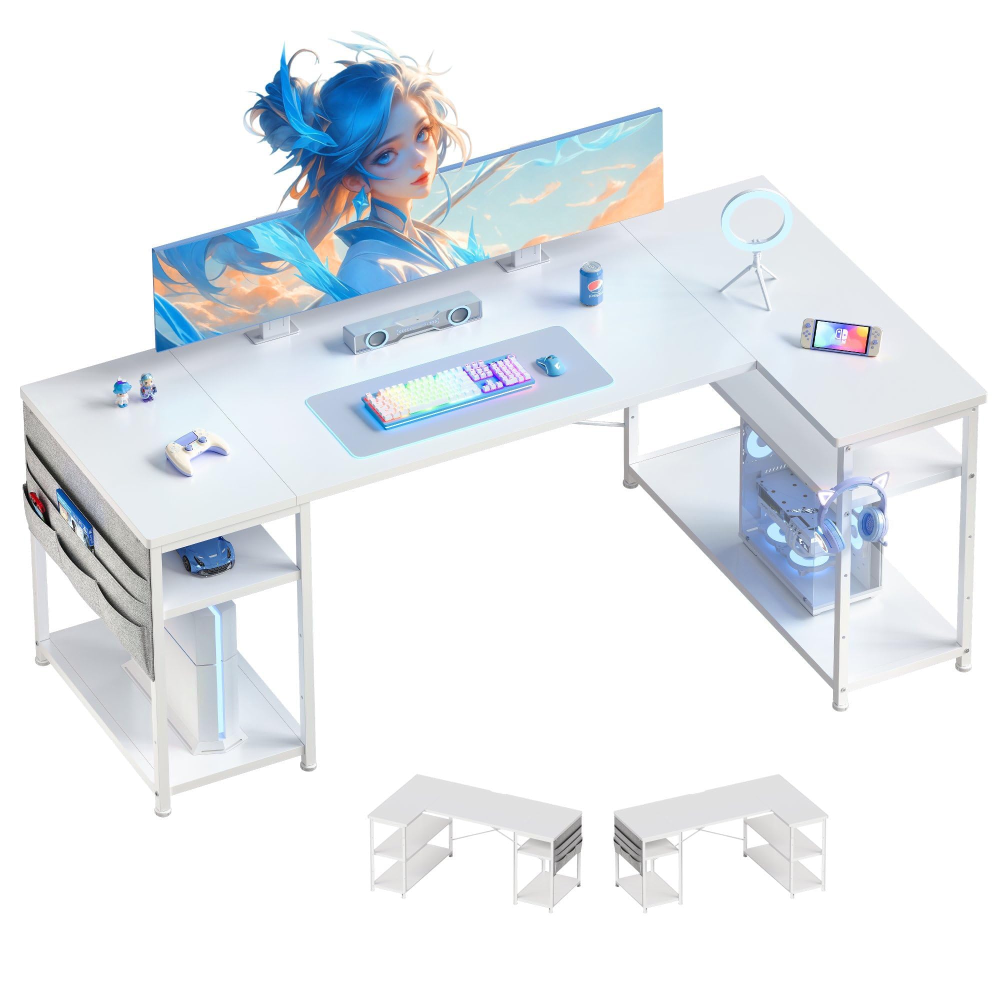 Amazon | l字デスク ゲーミングデスク デスク 幅150cm pcデスク