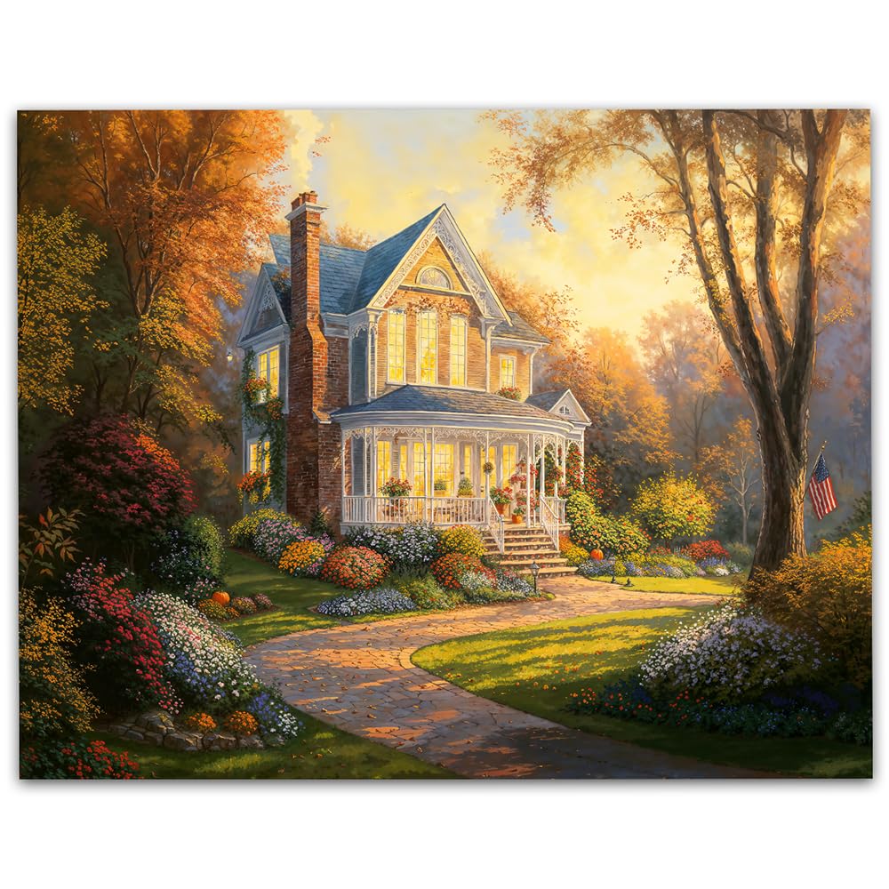 Amazon.com: Crisp Fall Morning Victorian House - 11x14 Unframed Amazon.com: Crisp Fall Morning Victorian House - 11x14 Unframed
