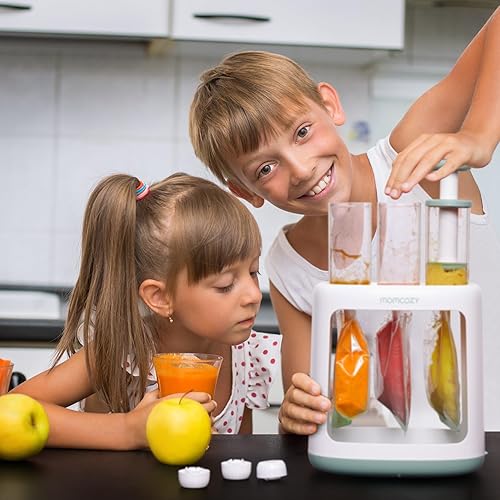 Miniatura 5 de Momcozy Bolsas reutilizables de comida para bebés para niños pequeños, plástico sin BPA, aptas para alimentos, aptas para congelador, rellenables