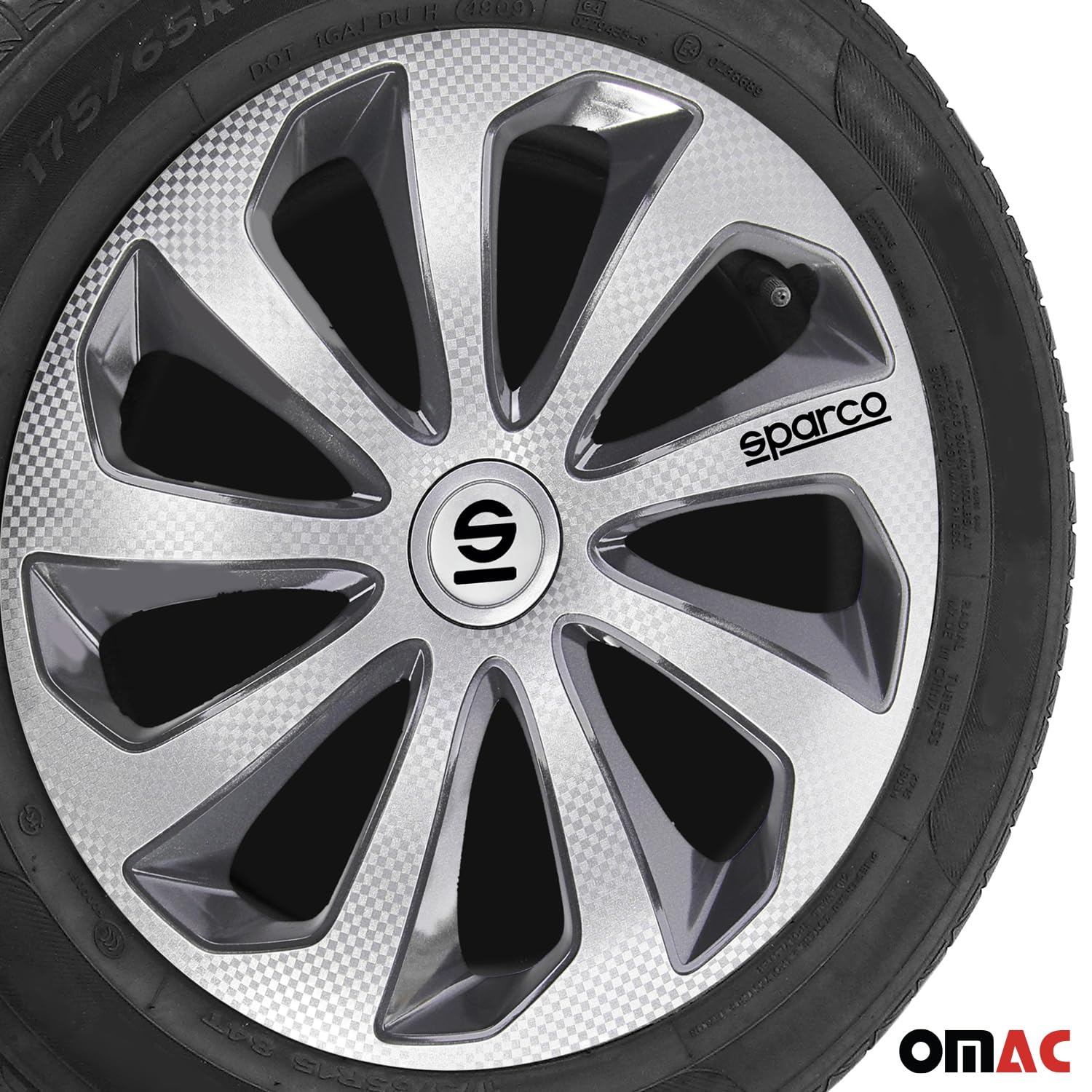 SPARCO Tapacubos Kit gris/plata carbón Embelecedores De Rueda Juego de tapacubos SPC1475SVGRC