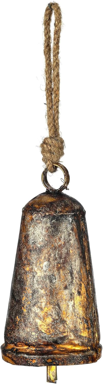 Vickerman 8" Antique Gold Country Bell Ornament on Jute Cord.